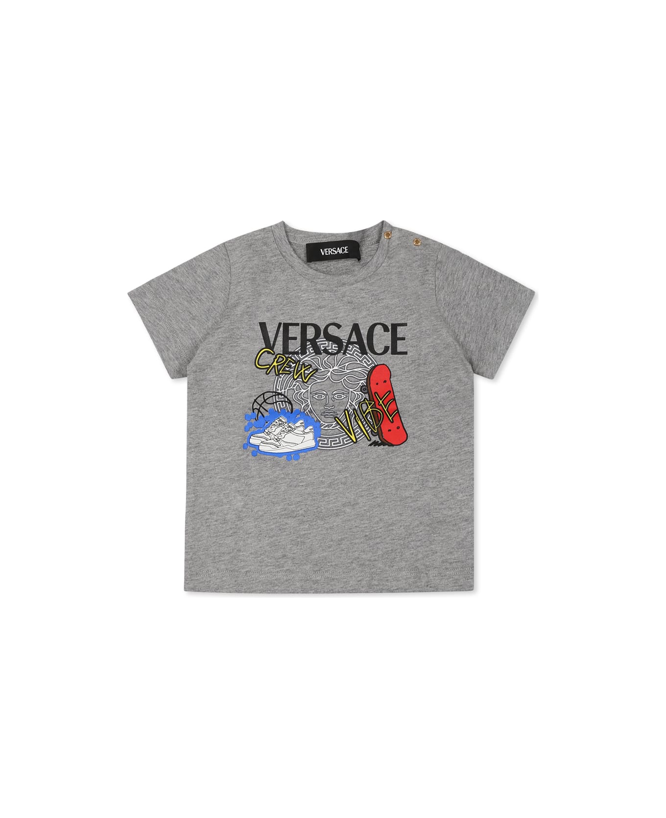 Versace Grey T-shirt For Boy With Logo - Grey