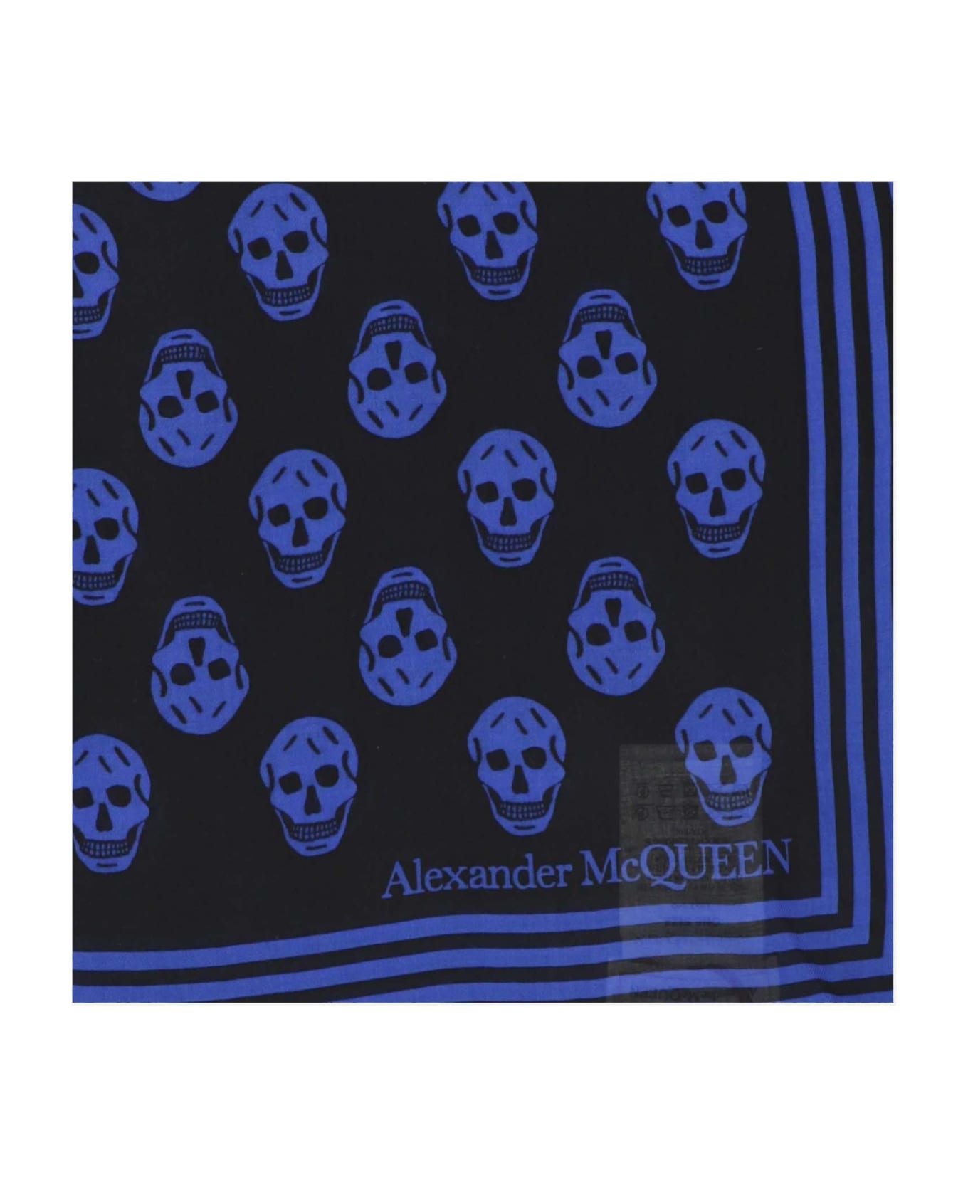 Alexander McQueen Skull Printed Fringed Scarf - Blu