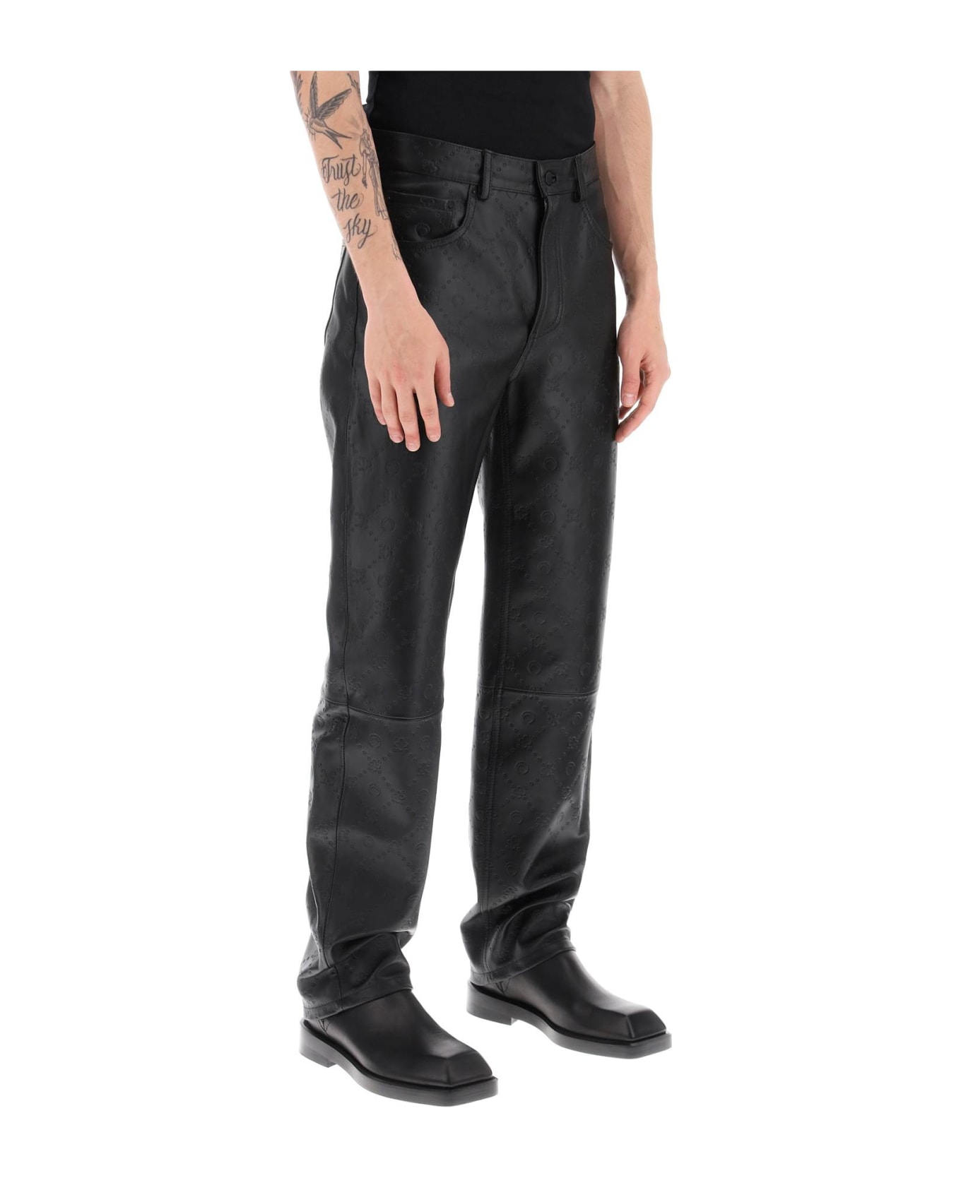 Marine Serre Monogram Deadstock Leather Pants - BLACK (Black)