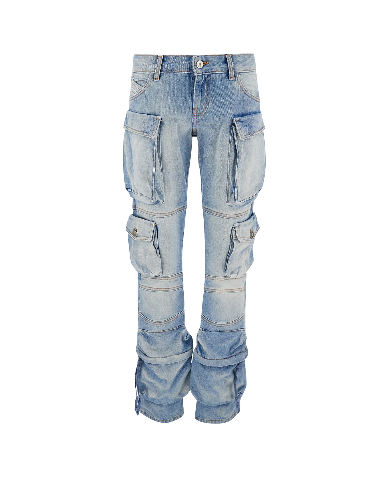 The Attico 'essie' Light Blue Fitted Jeans With Cargo Pockets In Denim Woman - Blu