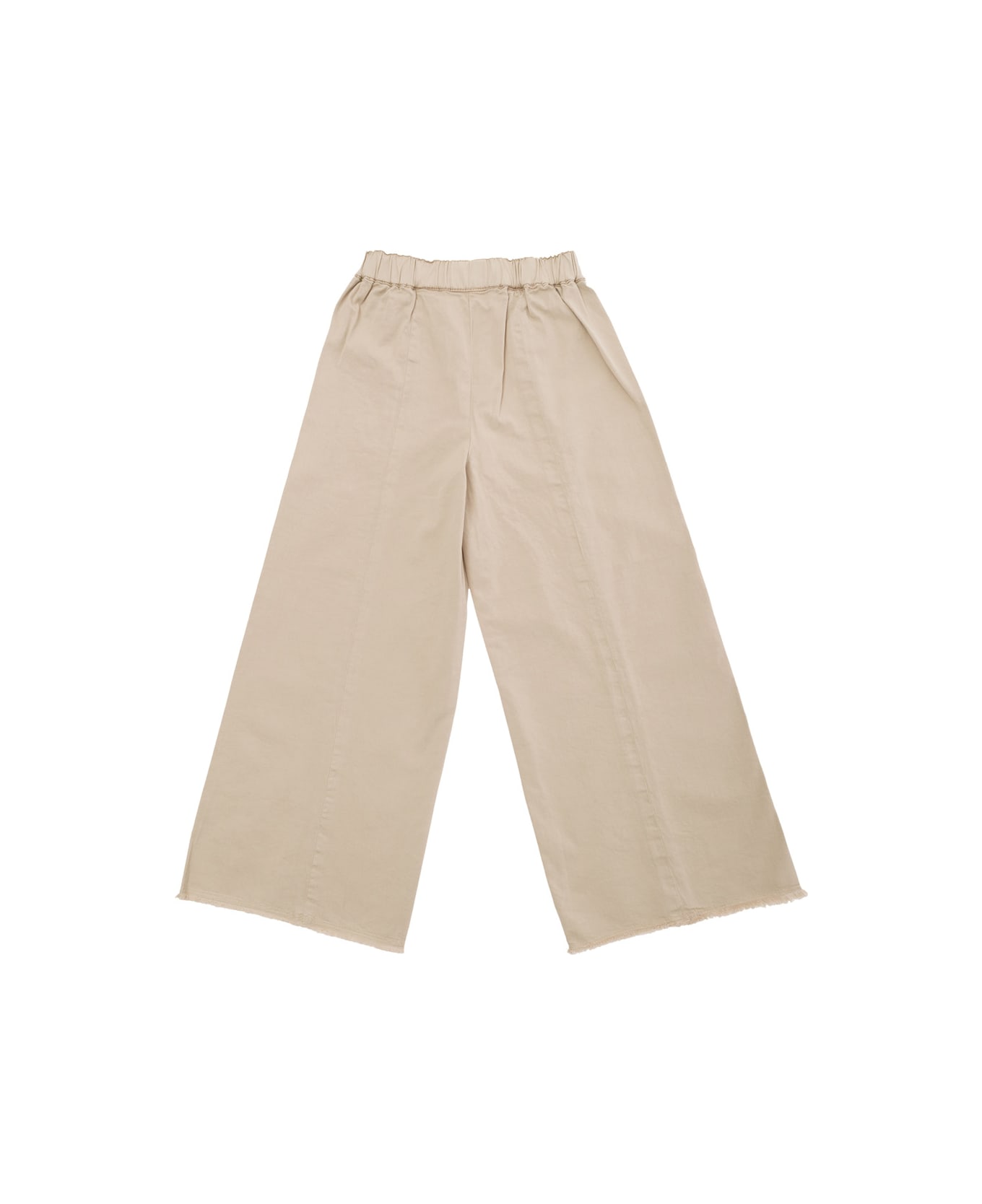 Il Gufo Beige Pants With Elastic Waistband In Stretch Cotton Girl - Beige