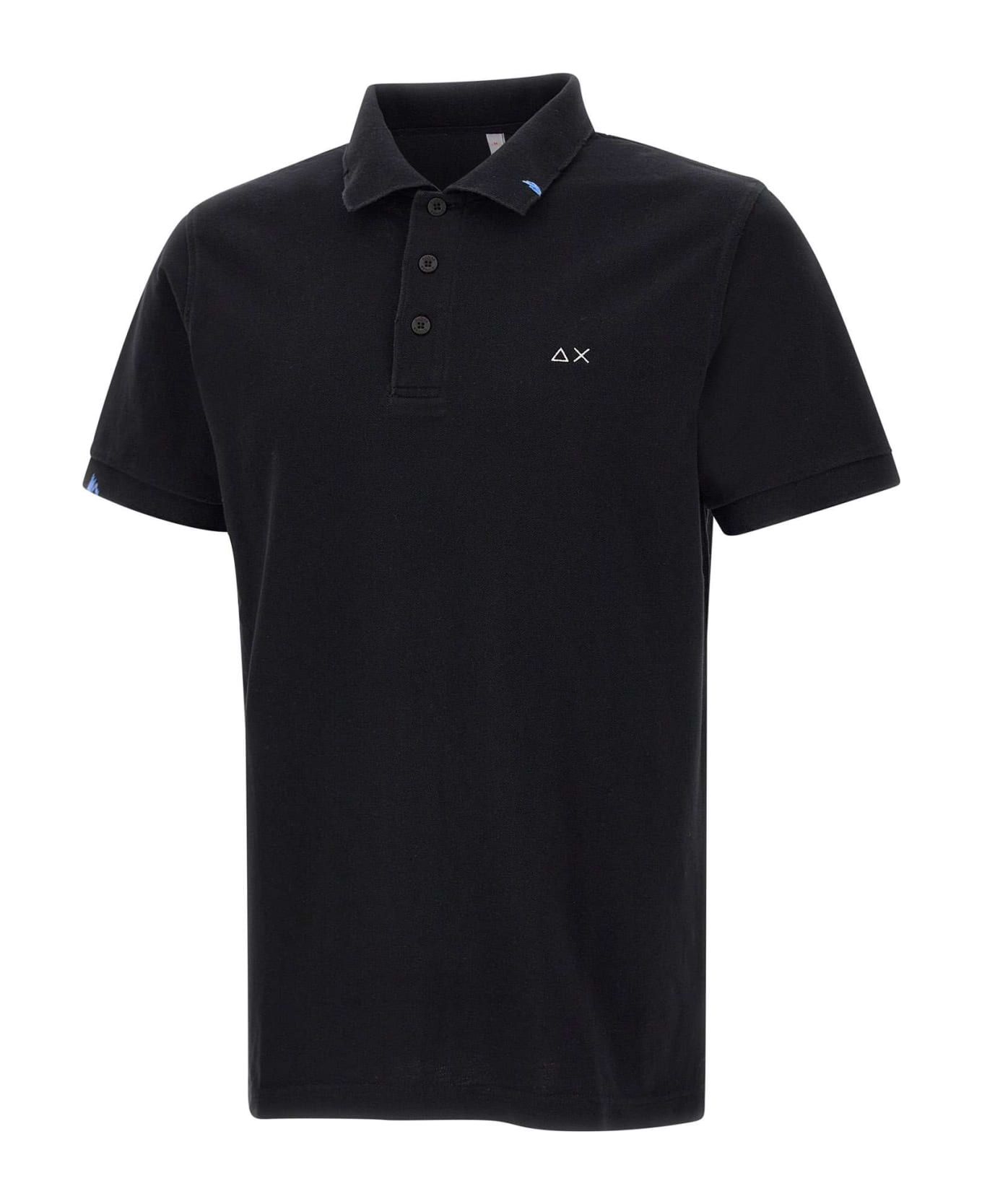 Sun 68 "solid" Cotton Polo Shirt - BLACK