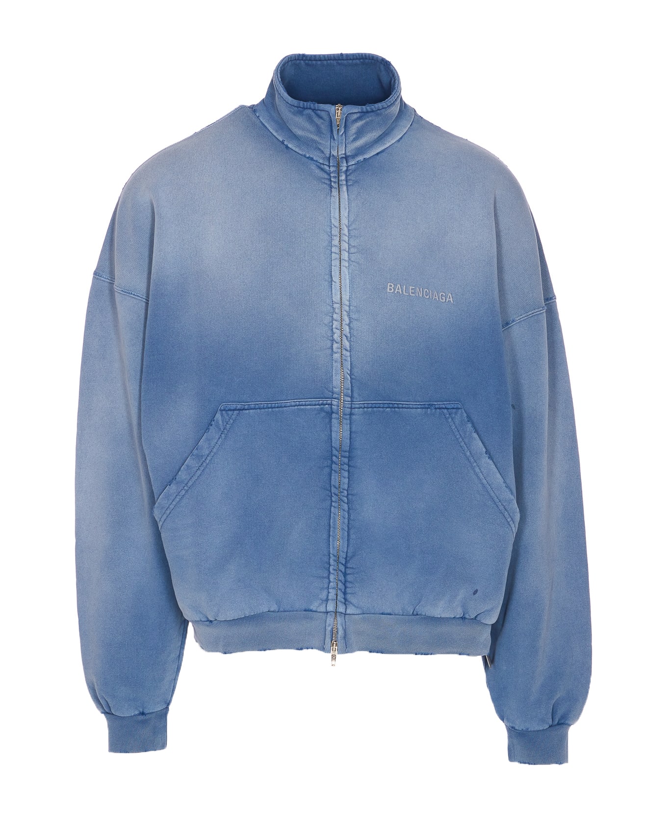 Balenciaga Logo Zip Up Jacket - Blue