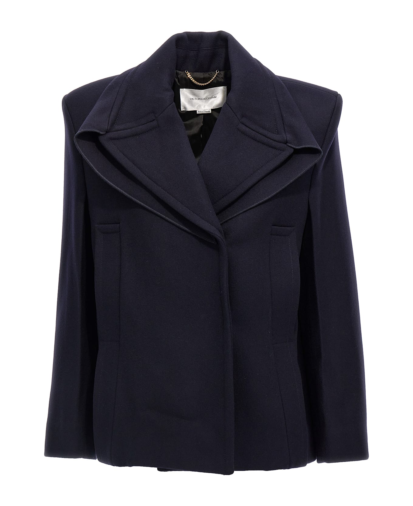 Victoria Beckham 'pointed Shoulder' Coat - Blue