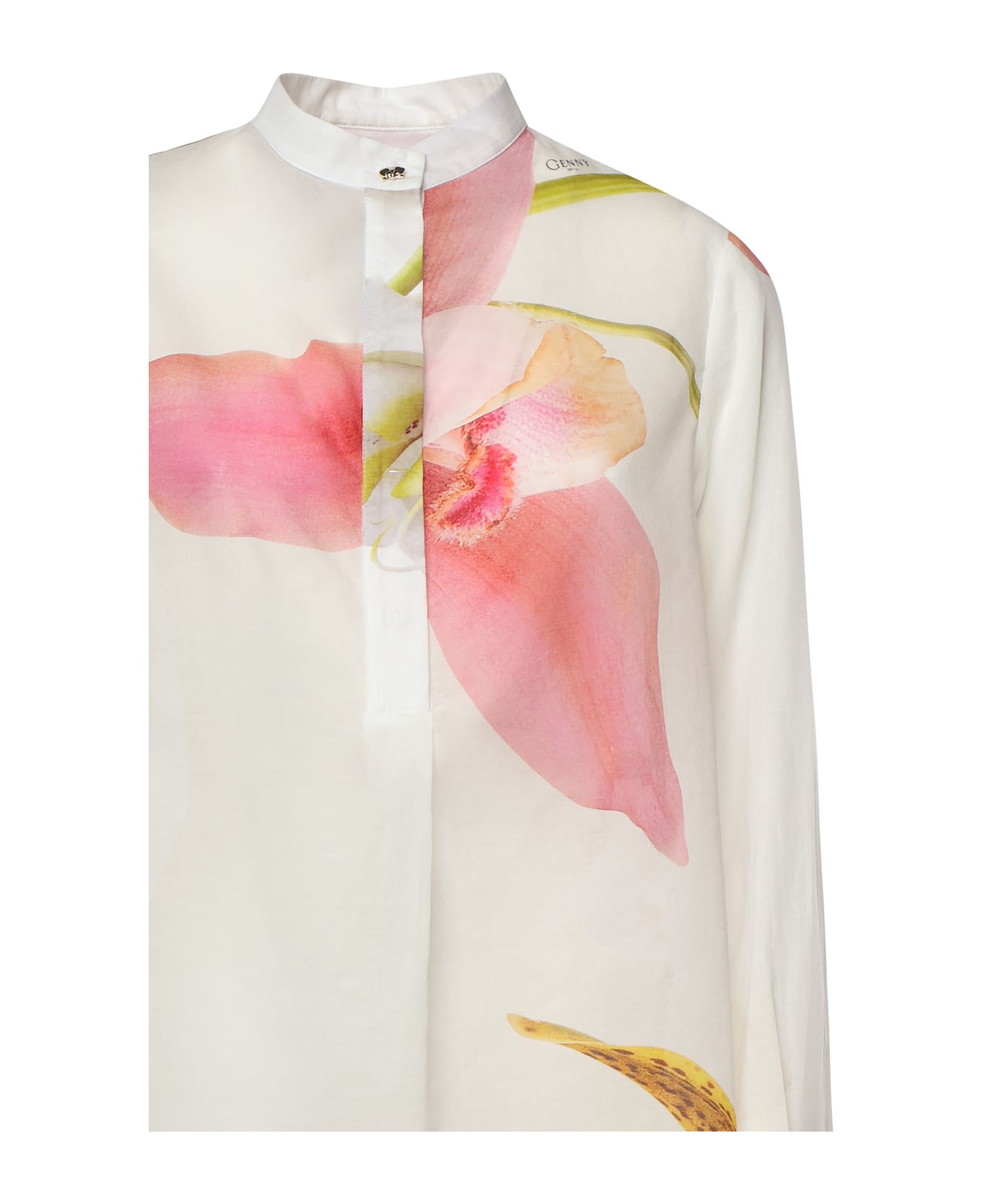 Genny Orchid Print Blouse - White