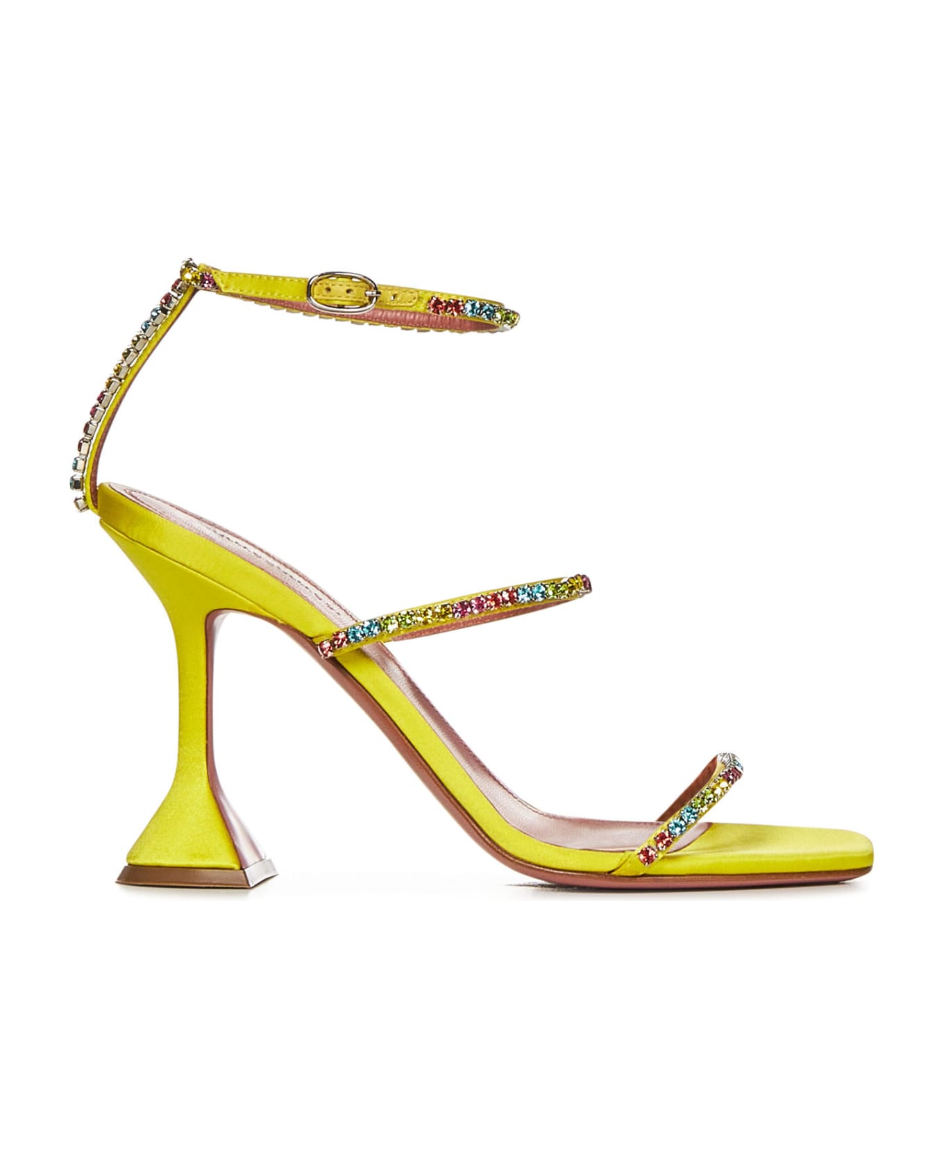 Amina Muaddi Gilda Sandal Satin Sandals - Yellow