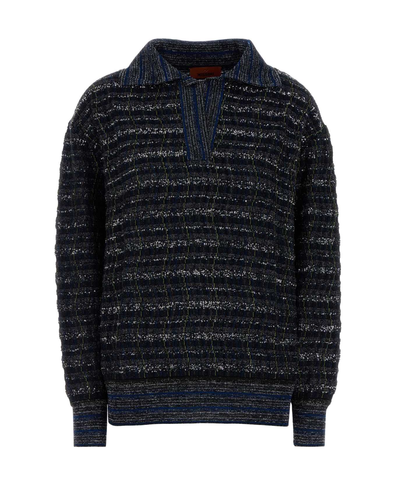 Missoni Embroidered Viscose Blend Polo Shirt - BLU
