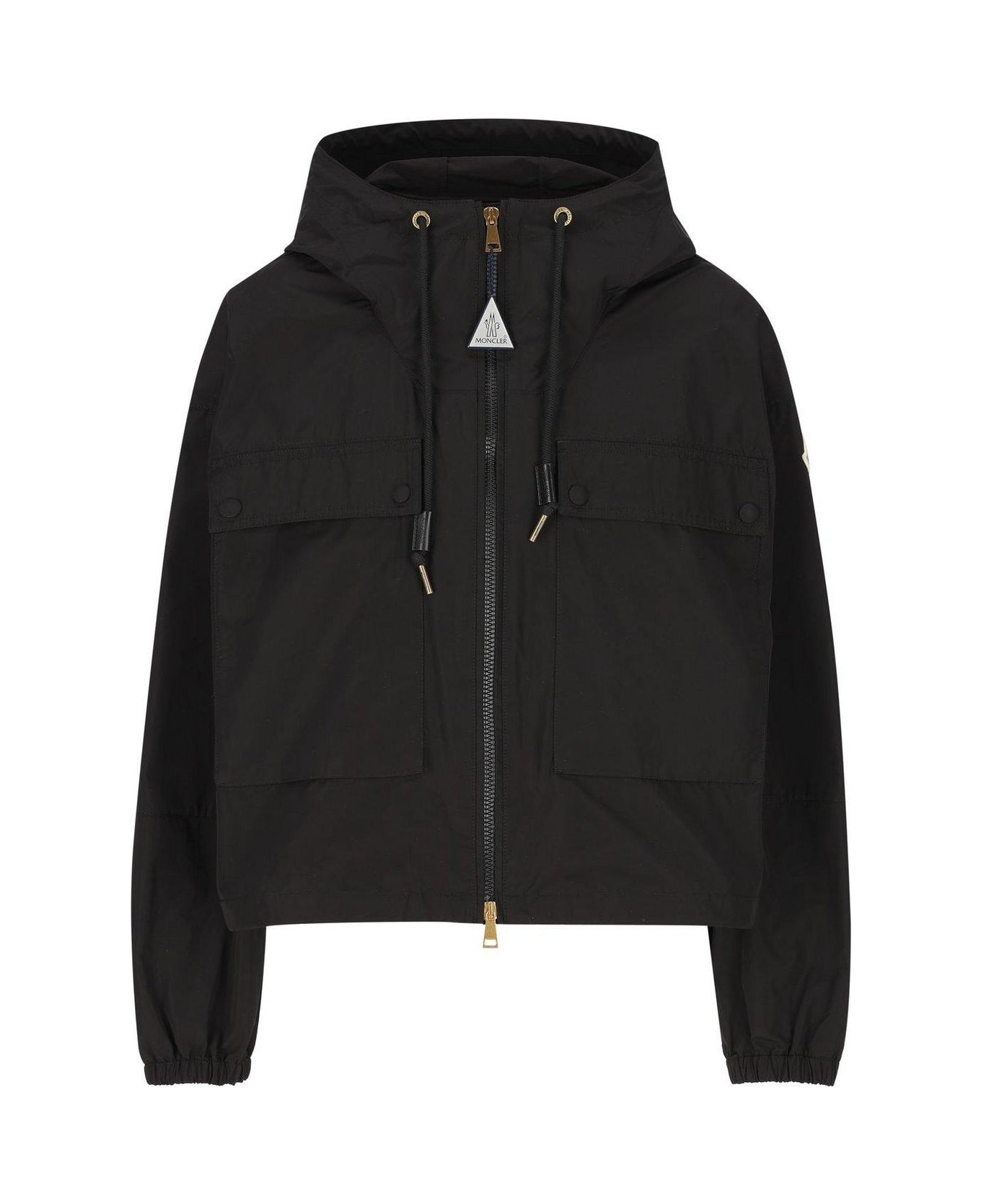 Moncler Logo Patch Zip-up Jacket - Black