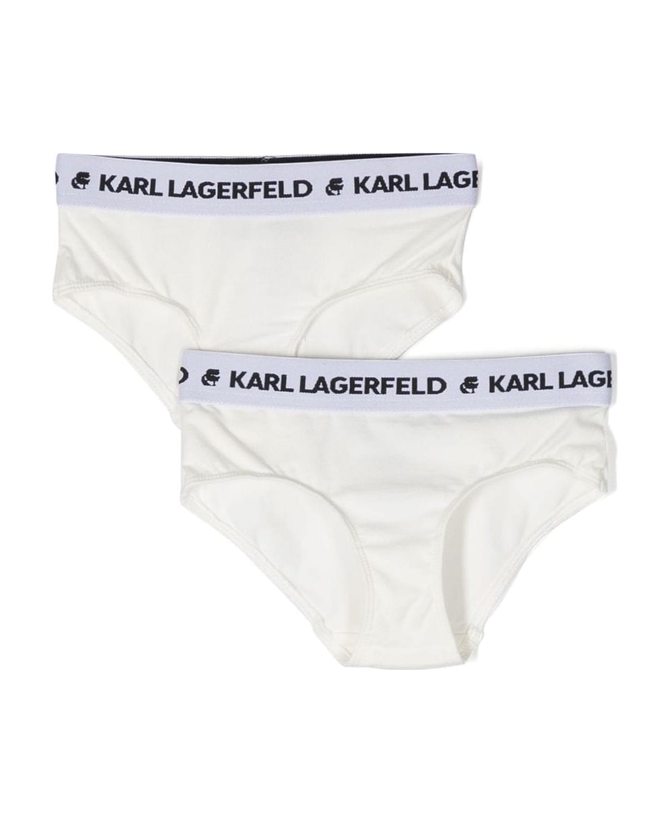 Karl Lagerfeld Kids Set Of 2 Logoed Elastic Briefs - BIANCO