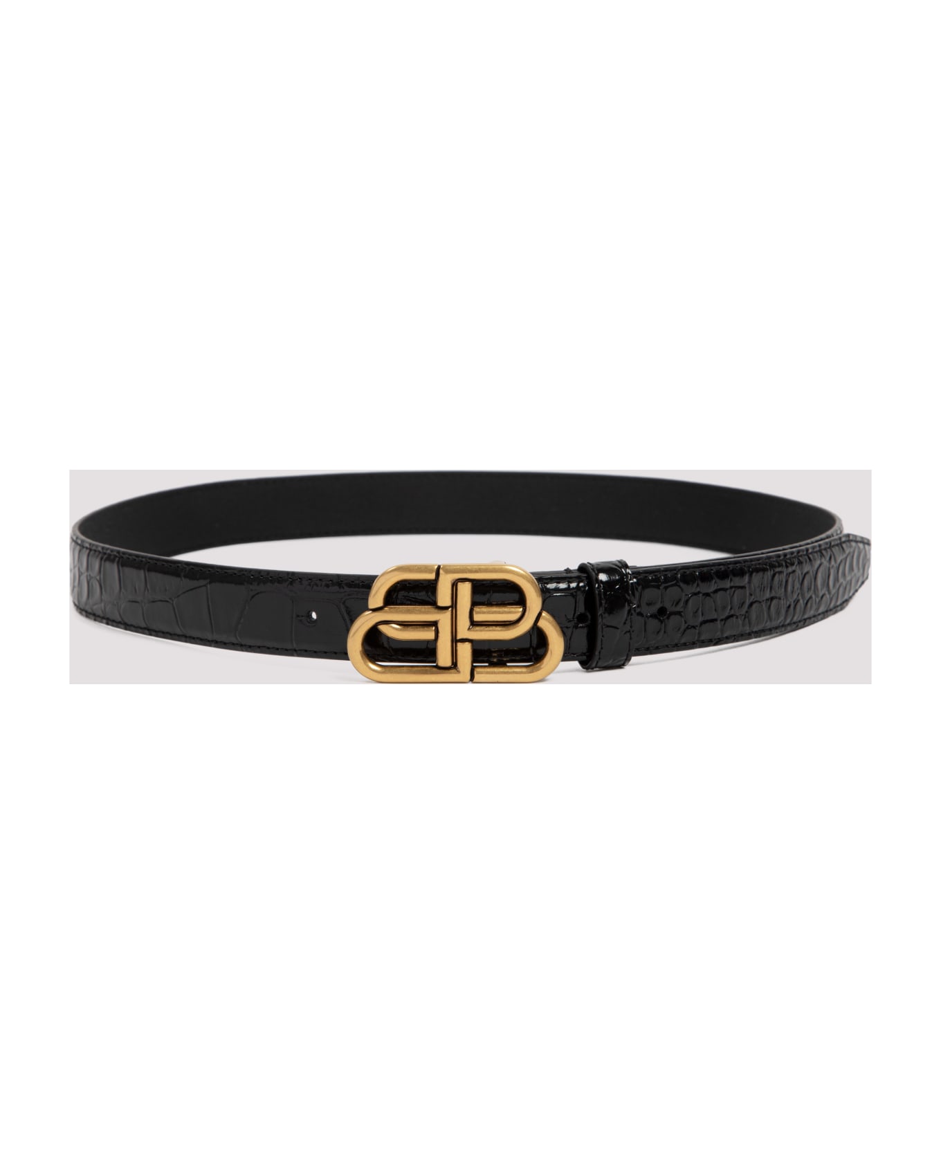 Balenciaga Black Leather Bb Belt - 1000