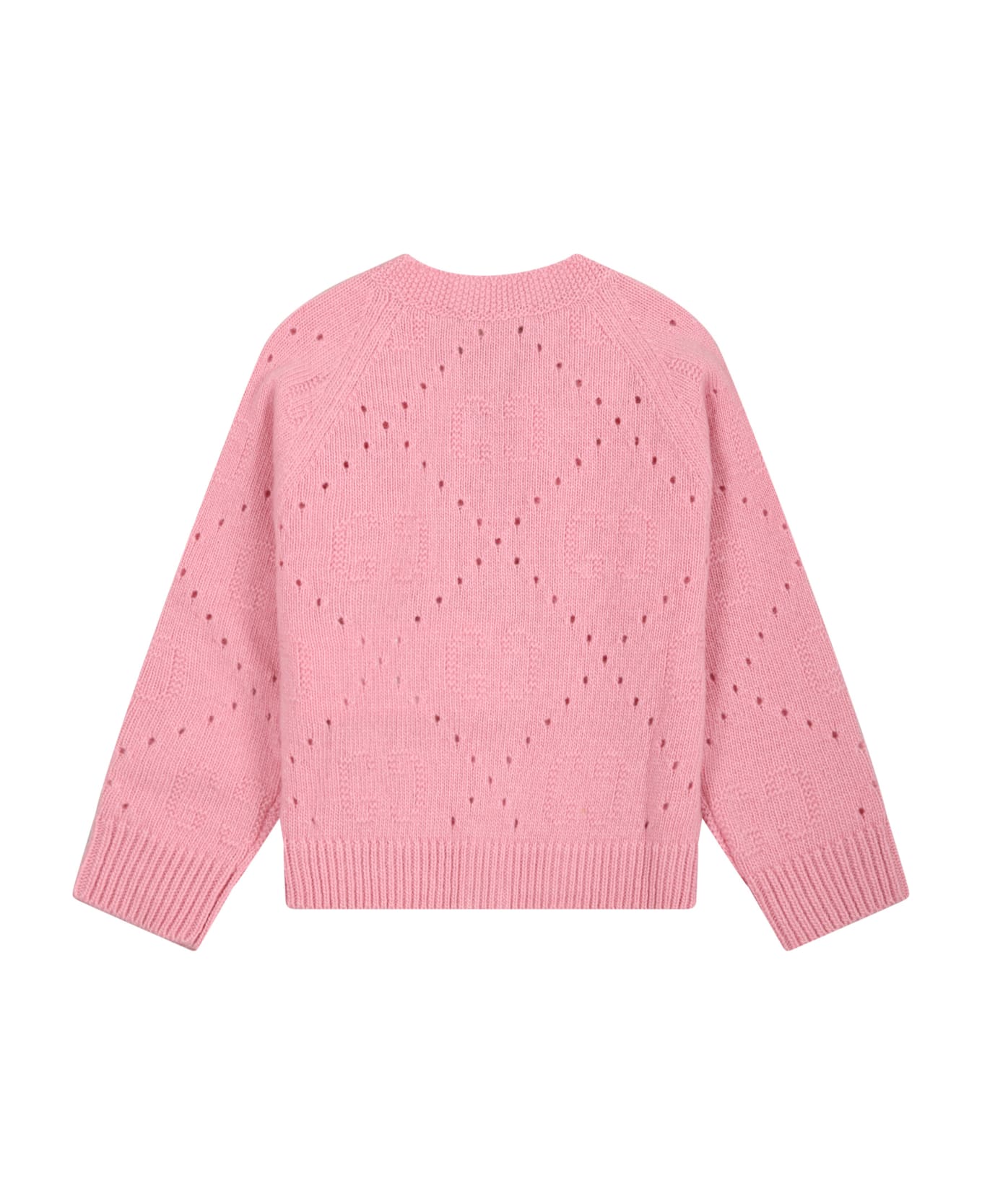 Gucci Pink Cardigan For Baby Girl With Gg - Pink