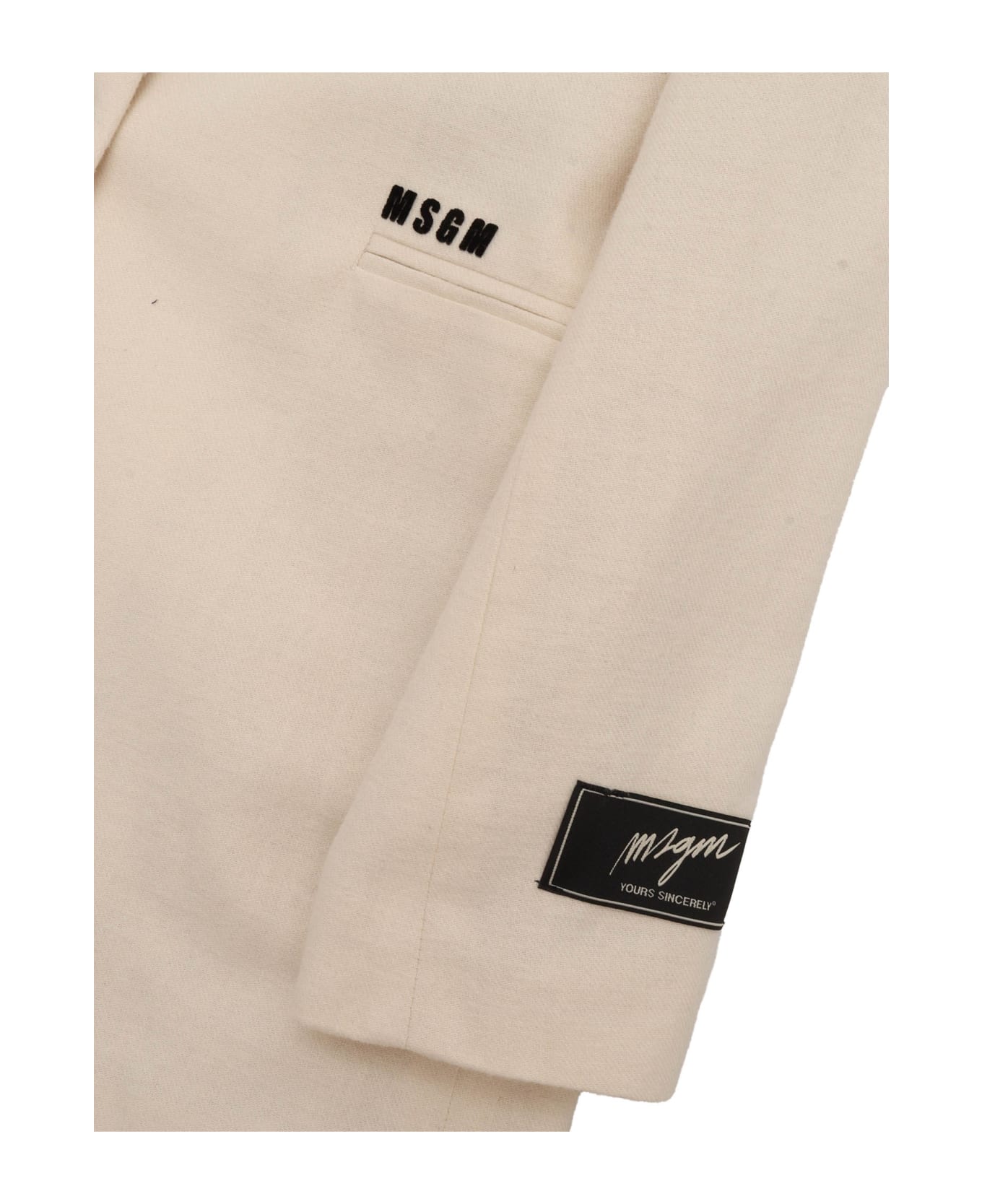 MSGM Brushed Viyella Blazer Girl Crema/cream - WHITE