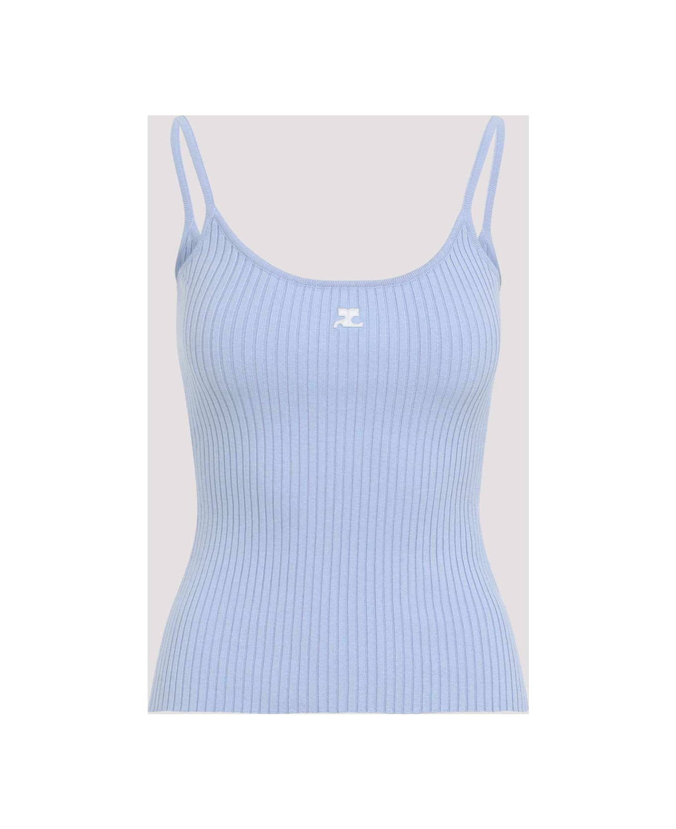 Courrèges Rib Knit Tank Top - Pastel Blue