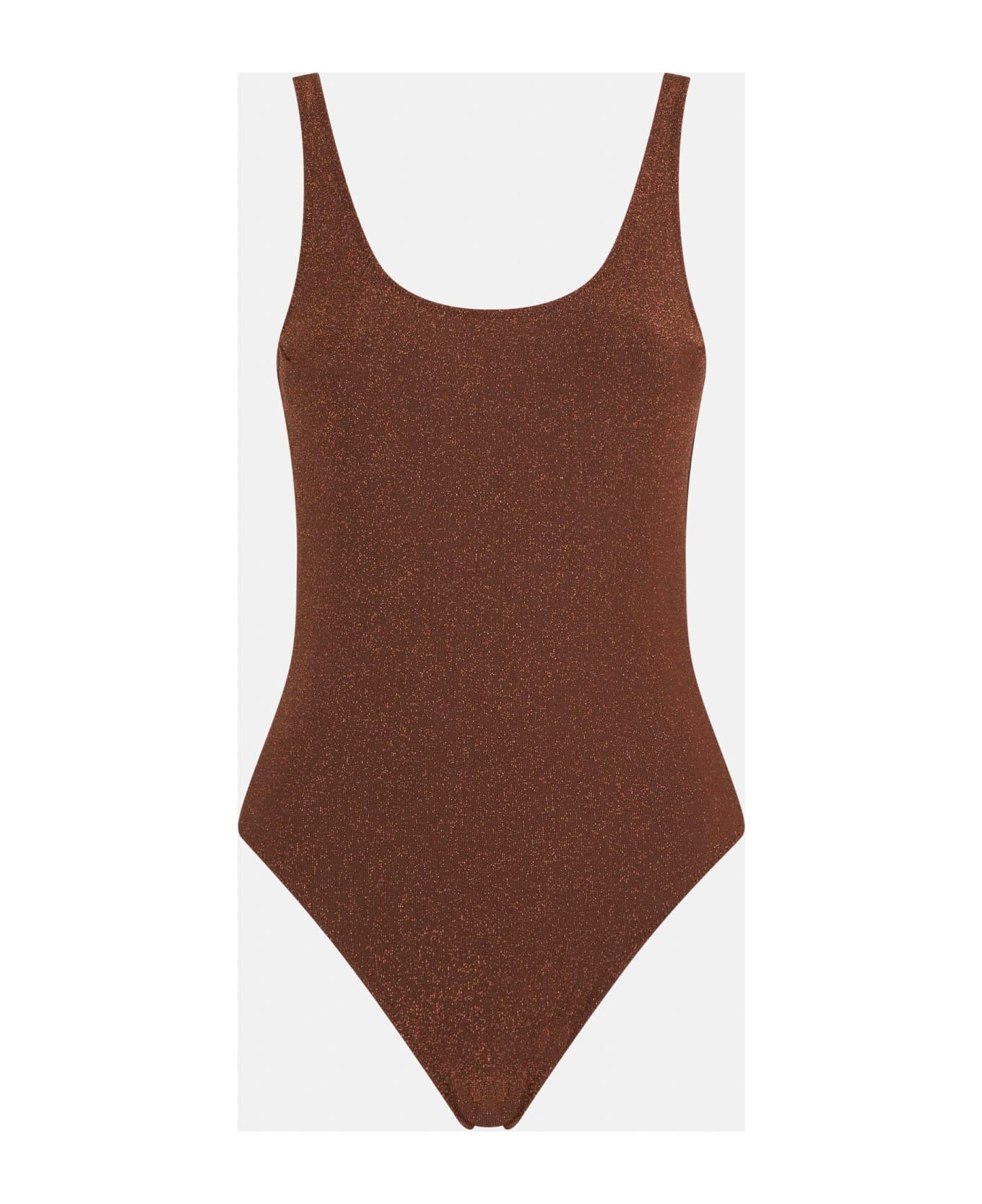 MC2 Saint Barth Woman Lurex One Piece Swimsuit - BROWN