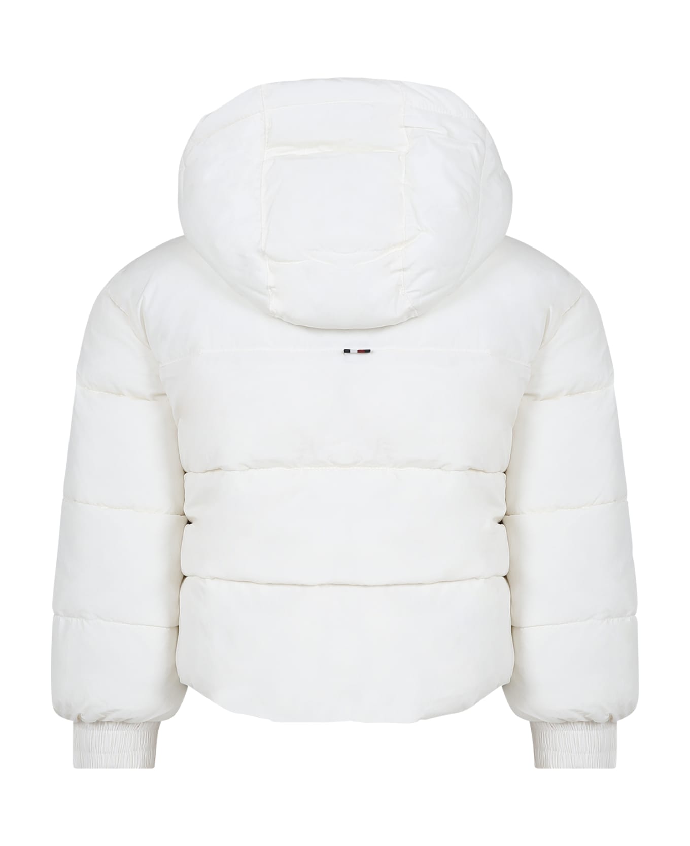 Tommy Hilfiger Ivory Down Jacket For Girl With Logo - Ivory