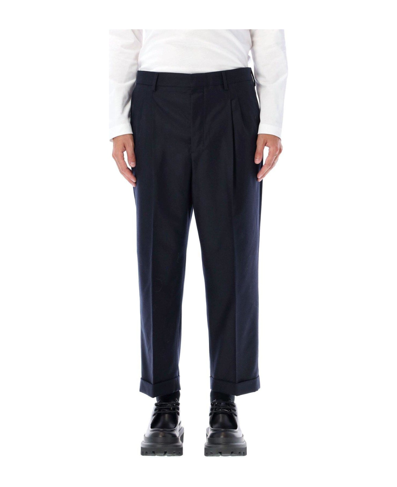 Ami Alexandre Mattiussi Pleated Carrot Fit Trousers - Blue ボトムス