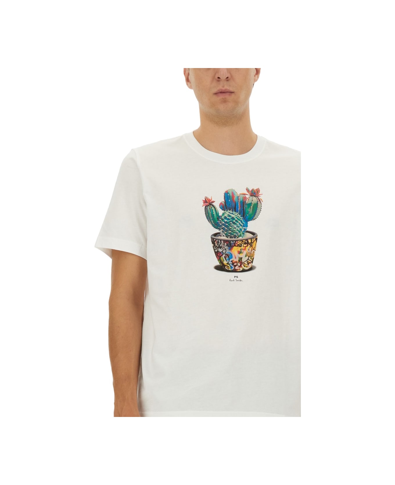 PS by Paul Smith Cactus Print T-shirt - WHITE