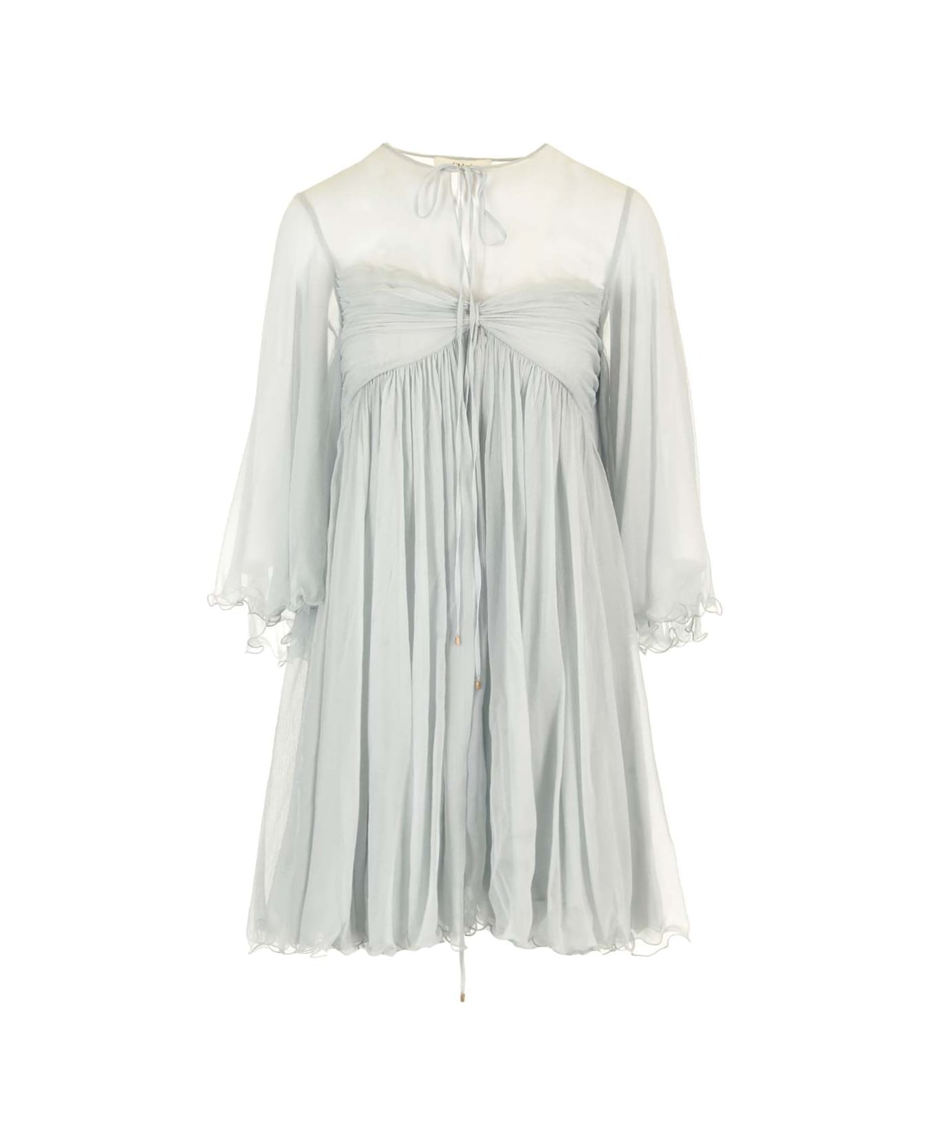 Chloé Pleated Mini Dress - Clear Blue