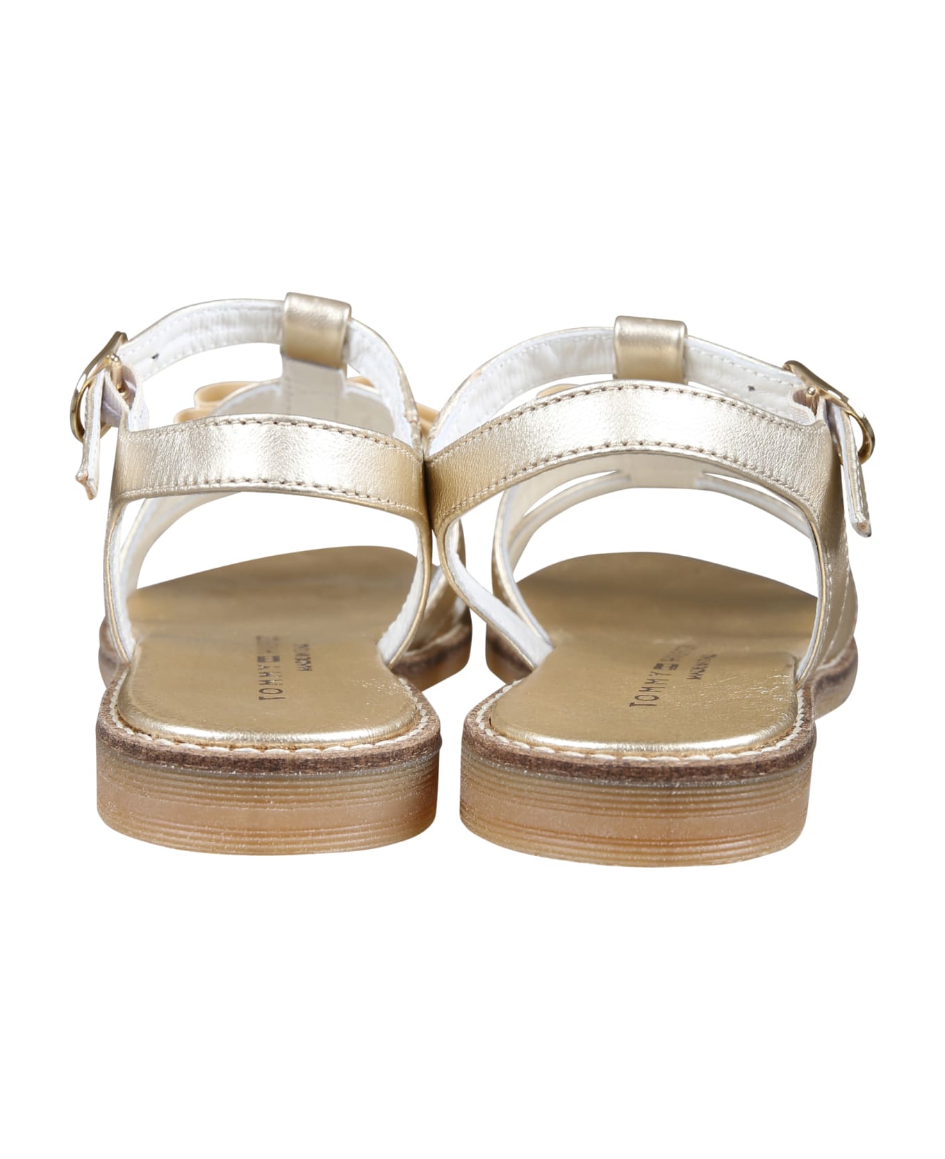 Tommy Hilfiger Gold Sandals For Girl With Bow And Logo - Gold