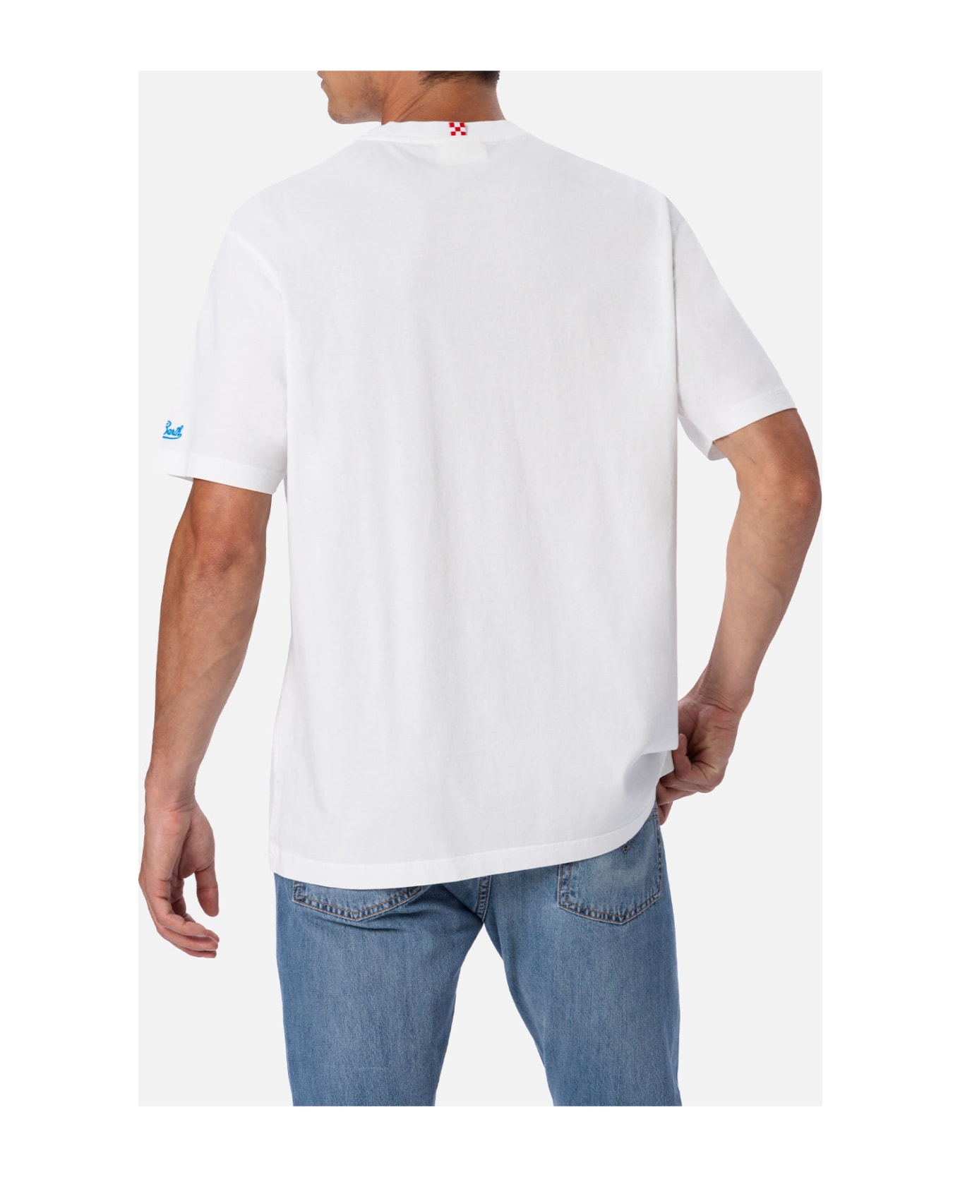 MC2 Saint Barth Man Cotton T-shirt With Gin Tonic Print And Embroidery - WHITE