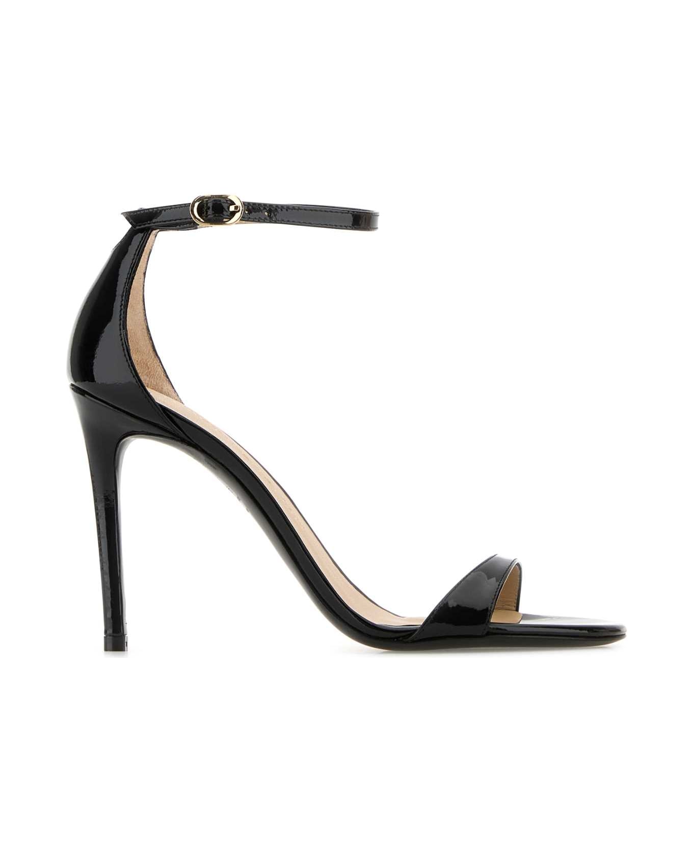 Stuart Weitzman Black Leather Nudist Sandals - BLK