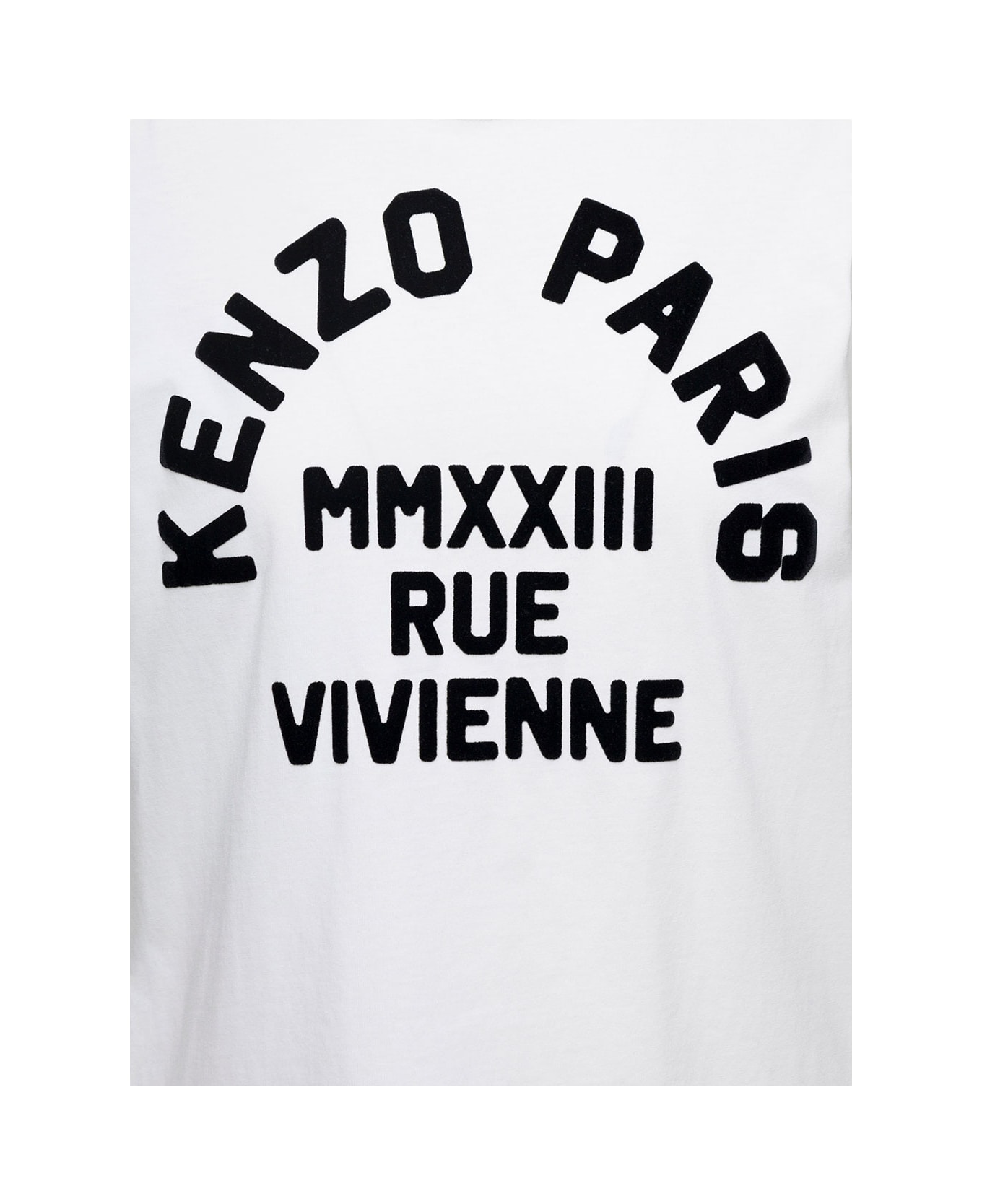 Kenzo White Crew Neck T-shirt With Logo Print In Cotton Woman - White