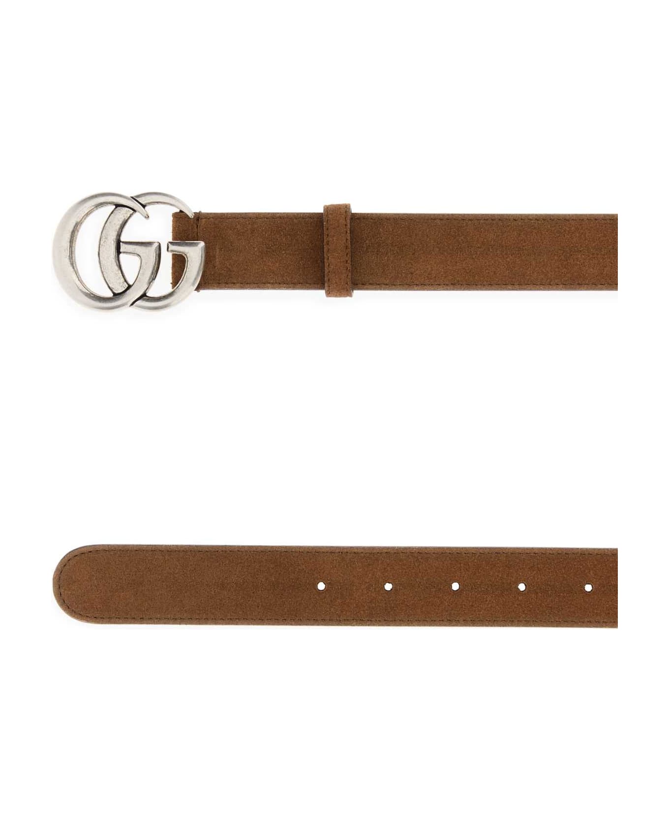 Gucci Camel Suede Belt - NOCCIOLA