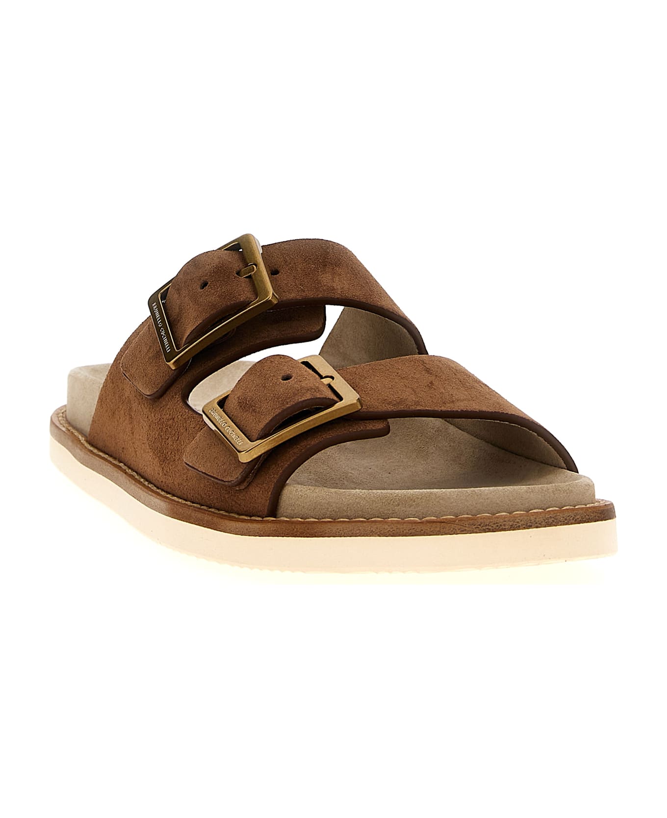 Brunello Cucinelli Urban Slides In Washed Suede - BROWN