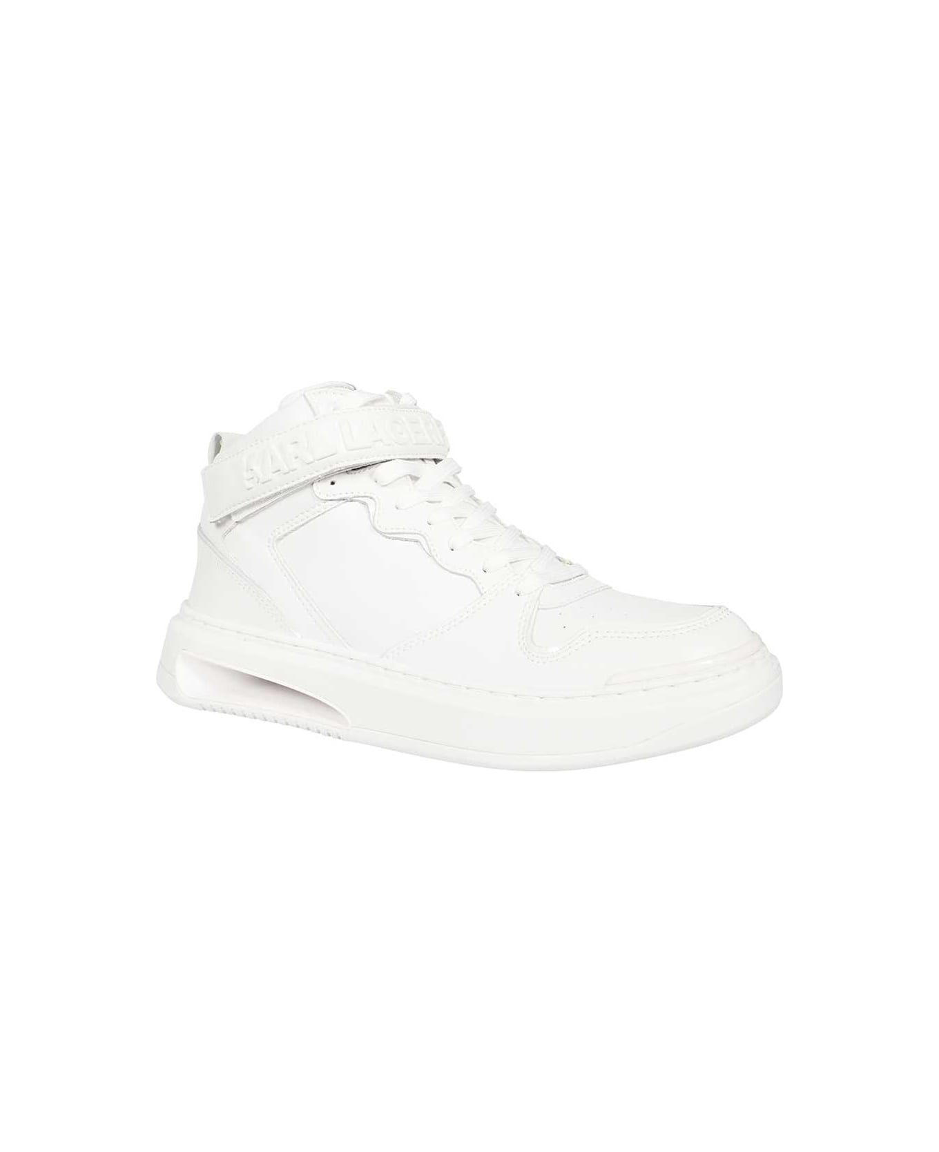 Karl Lagerfeld Logo Detail Leather Sneakers - White