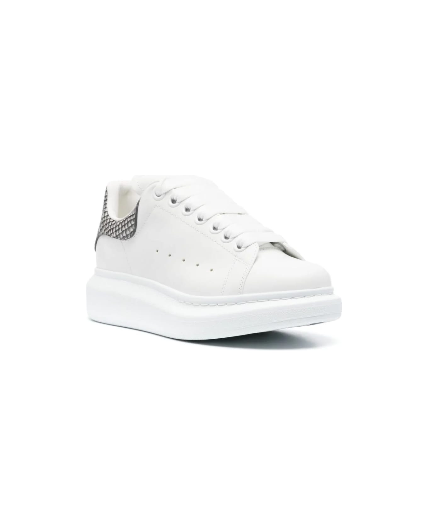 Alexander McQueen White Oversized Sneakers With Snake Print Spoiler - White