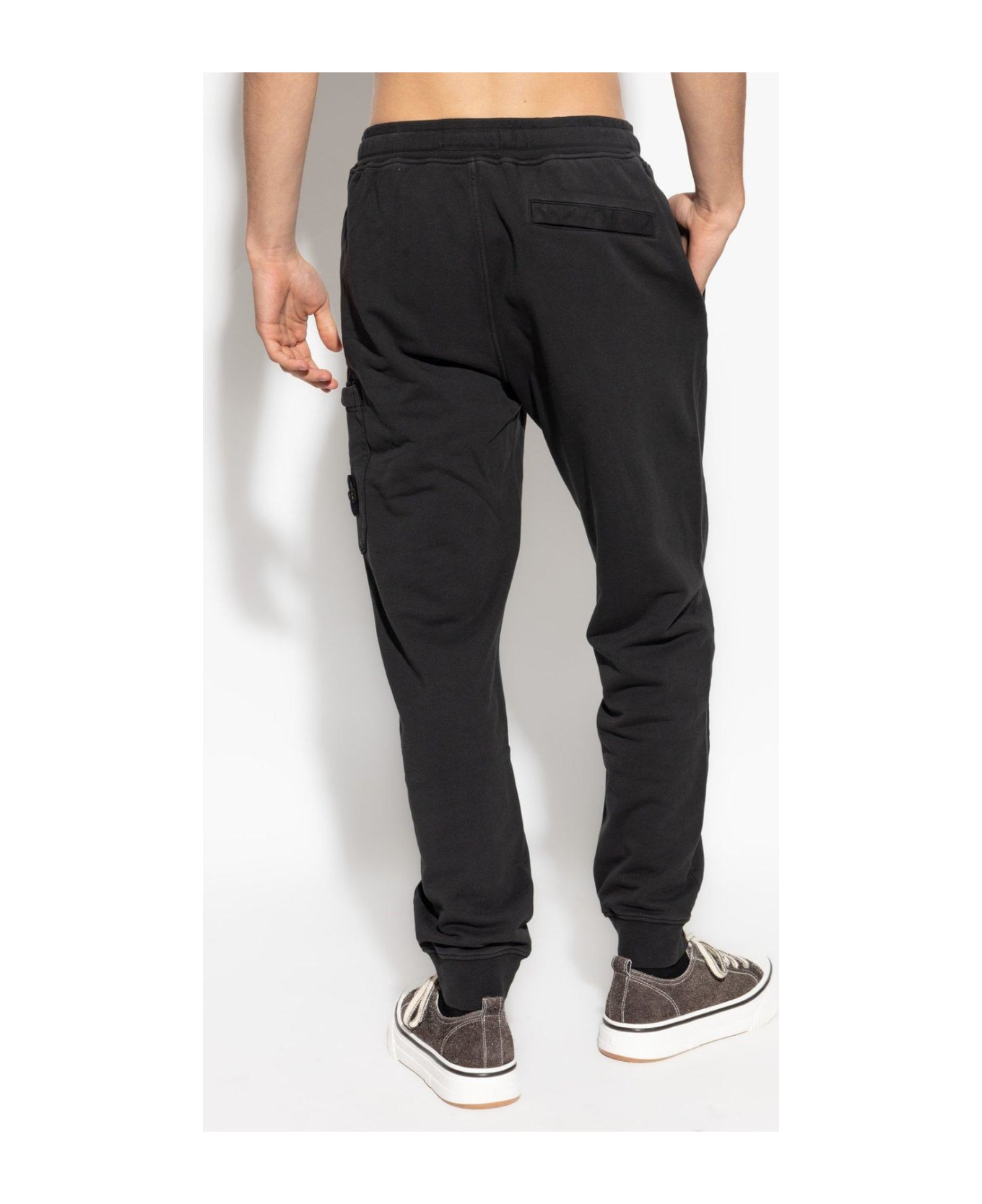 Stone Island Logo Patch Tapered Leg Sweatpants - Nero