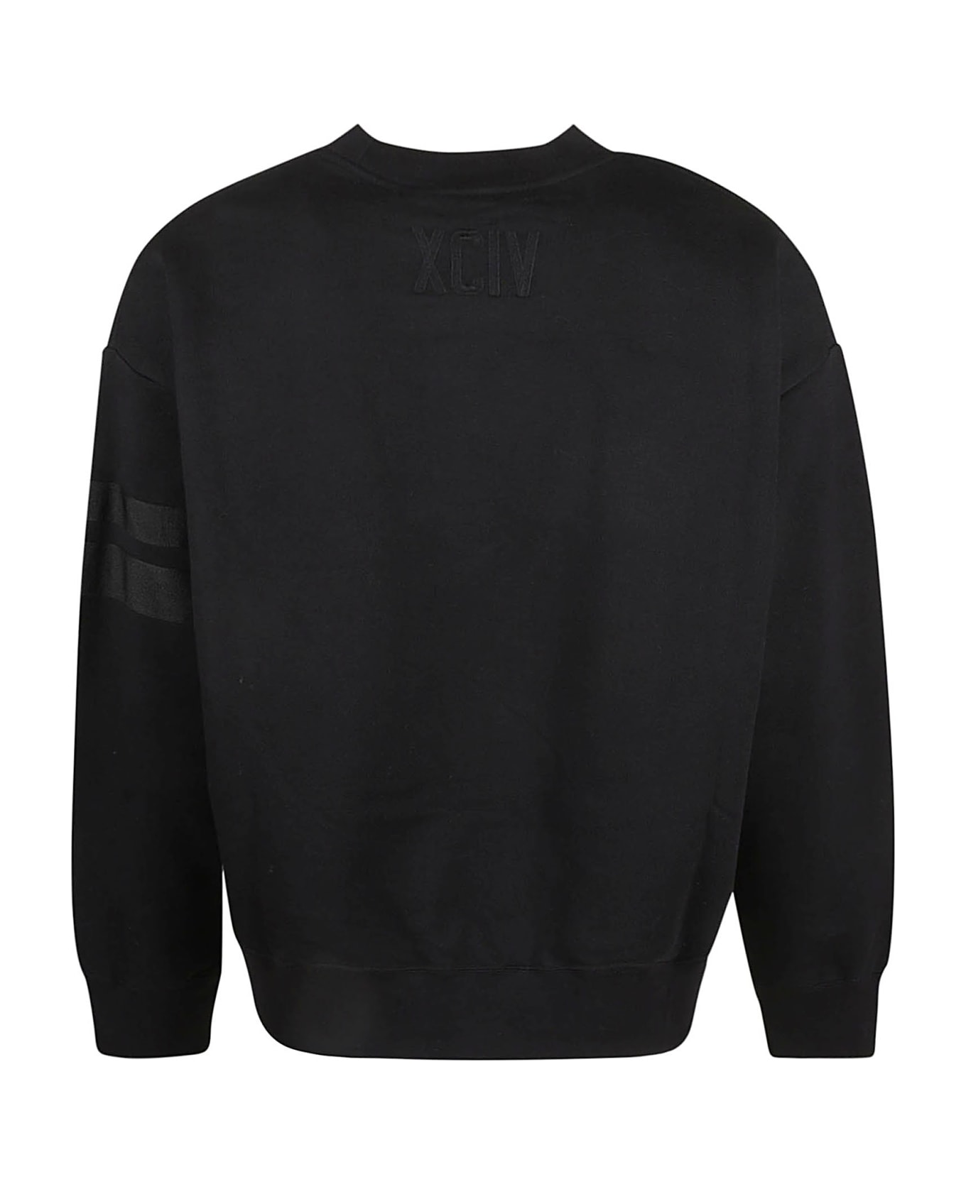 GCDS Logo Embroidered Ribbed Sweatshirt - Black