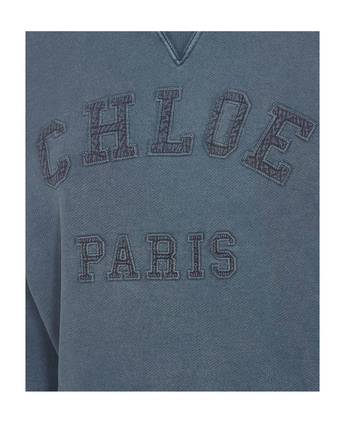 Chloé Cotton Pile Logo Sweatshirt - BLUE