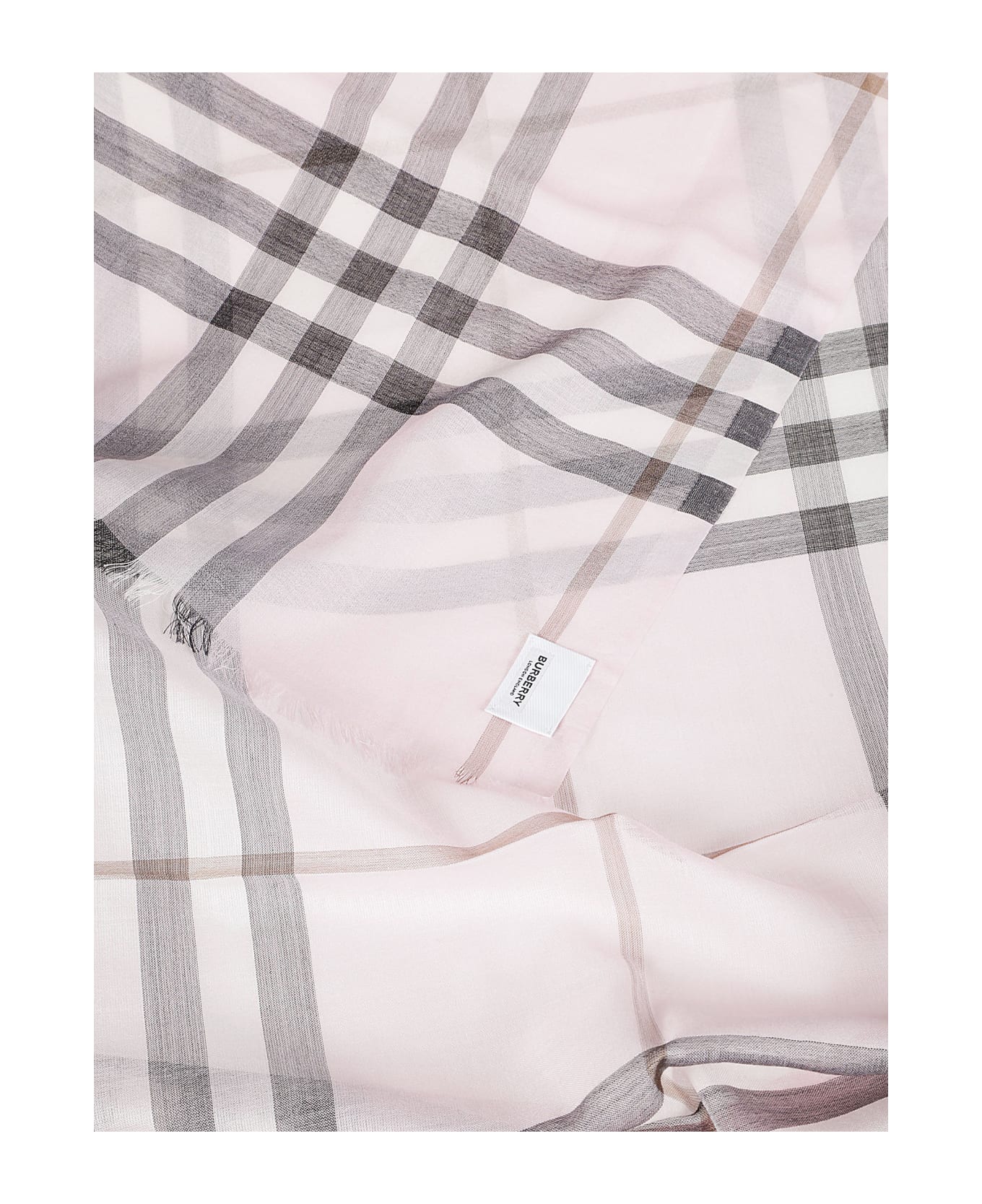 Burberry Giant Check Gauze Scarf - Pale Candy Pink