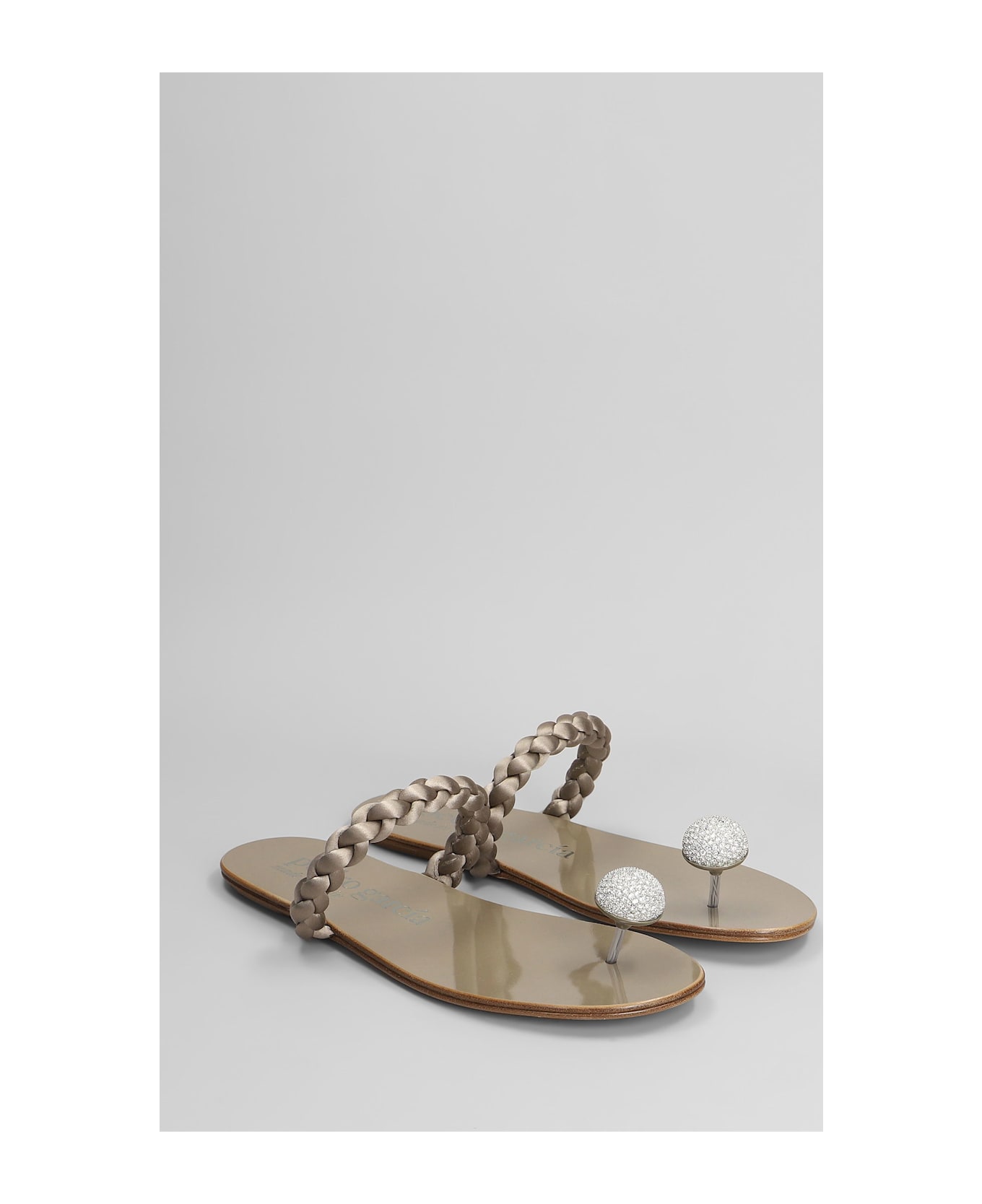 Pedro Garcia Pipa Flats In Silver Satin - silver