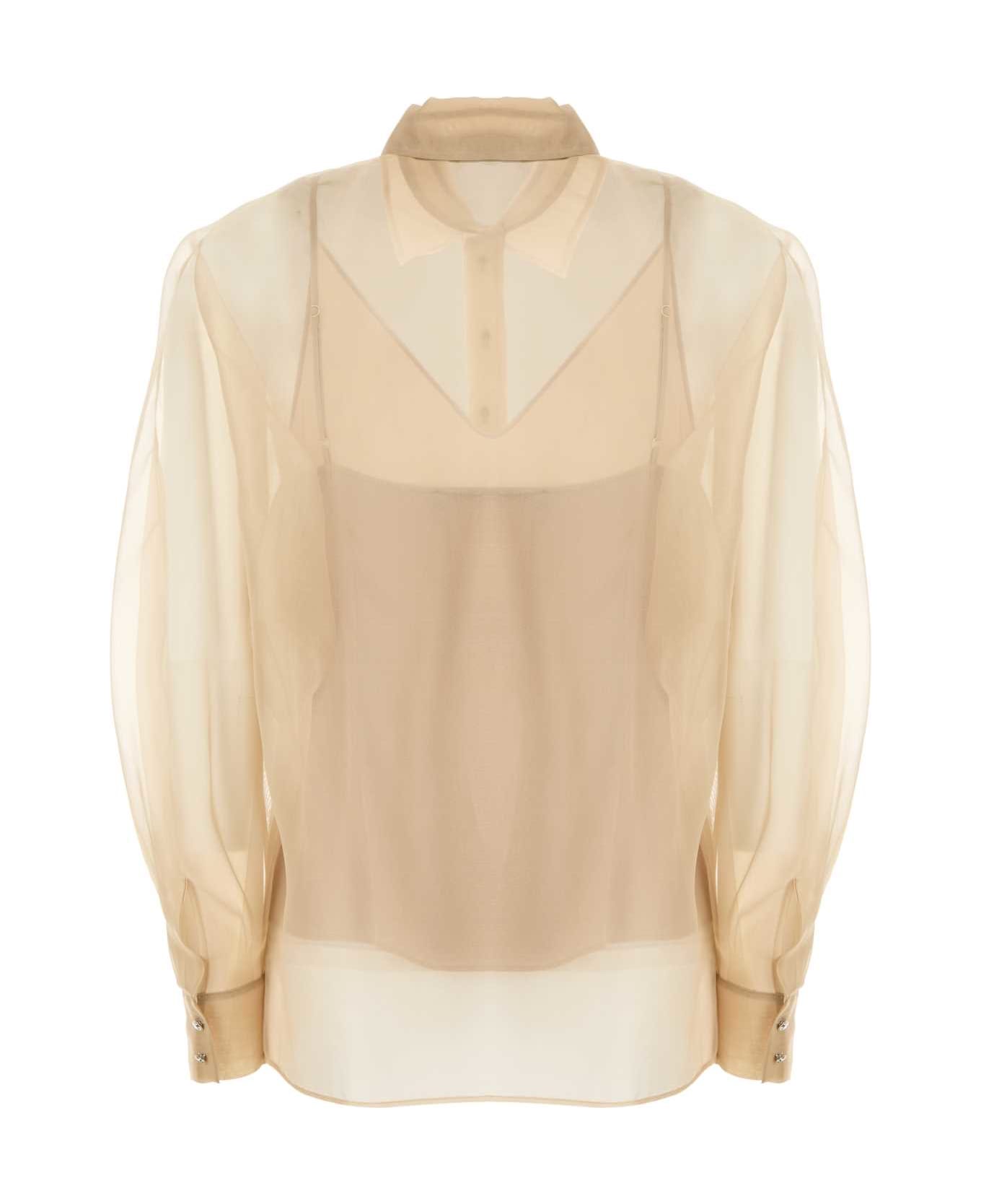 Max Mara Studio Beige Organza Ovale Shirt - AVORIO