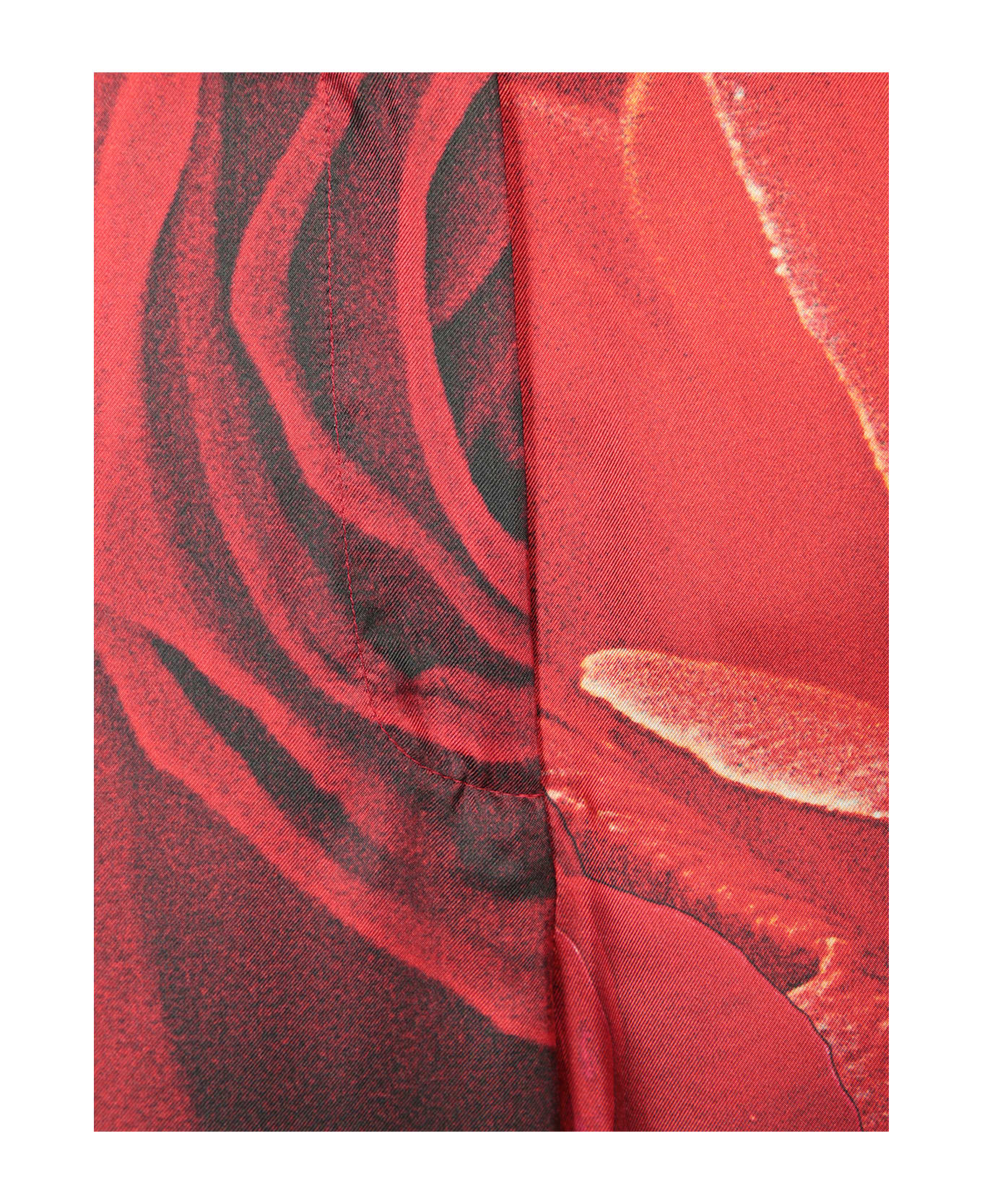 Roberto Cavalli Garden Rose Red Silk Trousers - Red