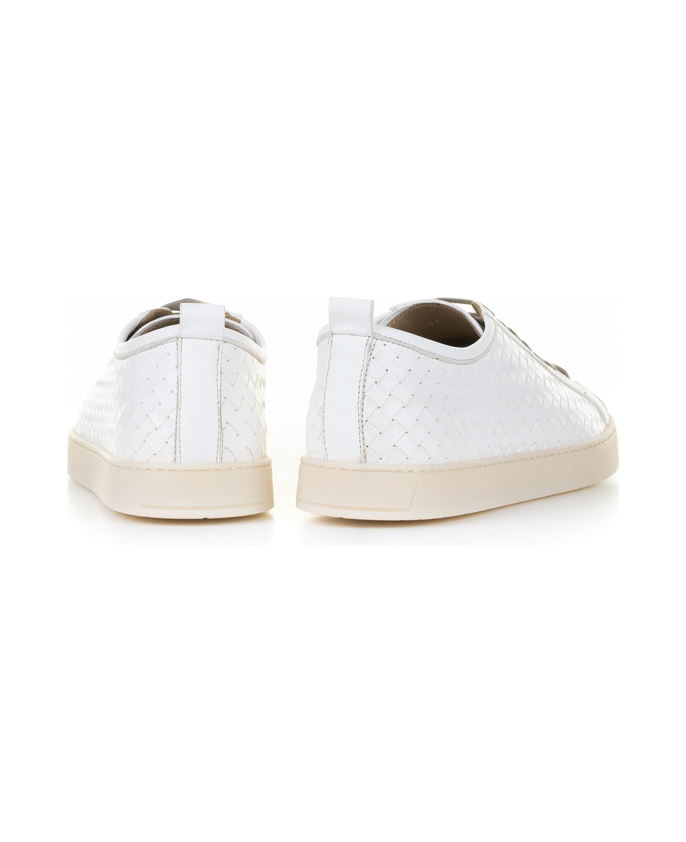 Doucal's White Leather Sneaker - BIANCO