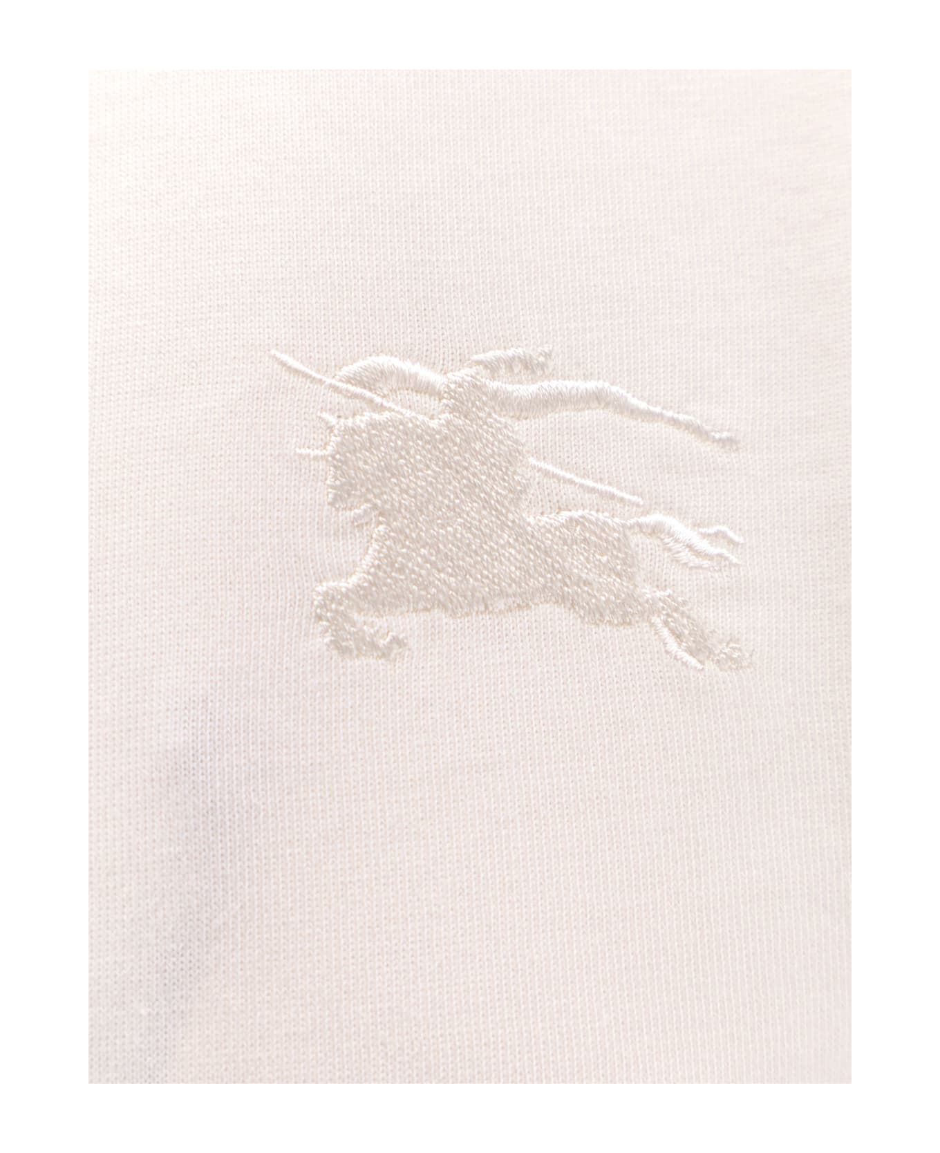 Burberry Cotton T-shirt With Check Profiles - White