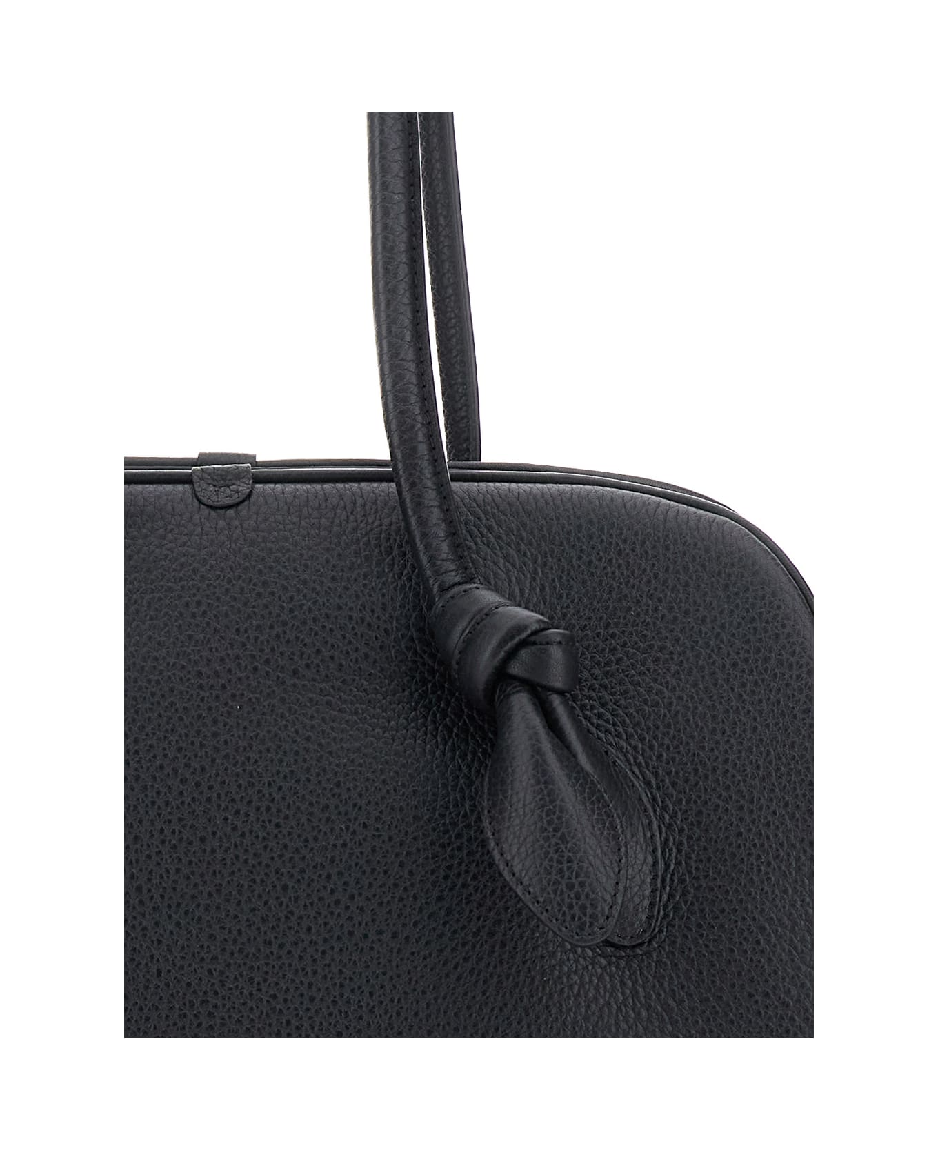 Jacquemus 'le Turismo' Black Handbag With Two Round Handles In Grained Leather Woman - Black
