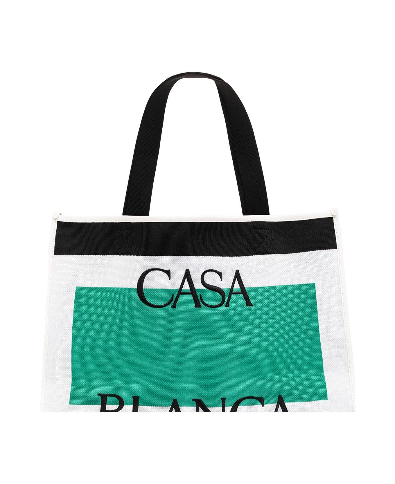Casablanca Shopper Bag - WHITE/ GREEN トートバッグ