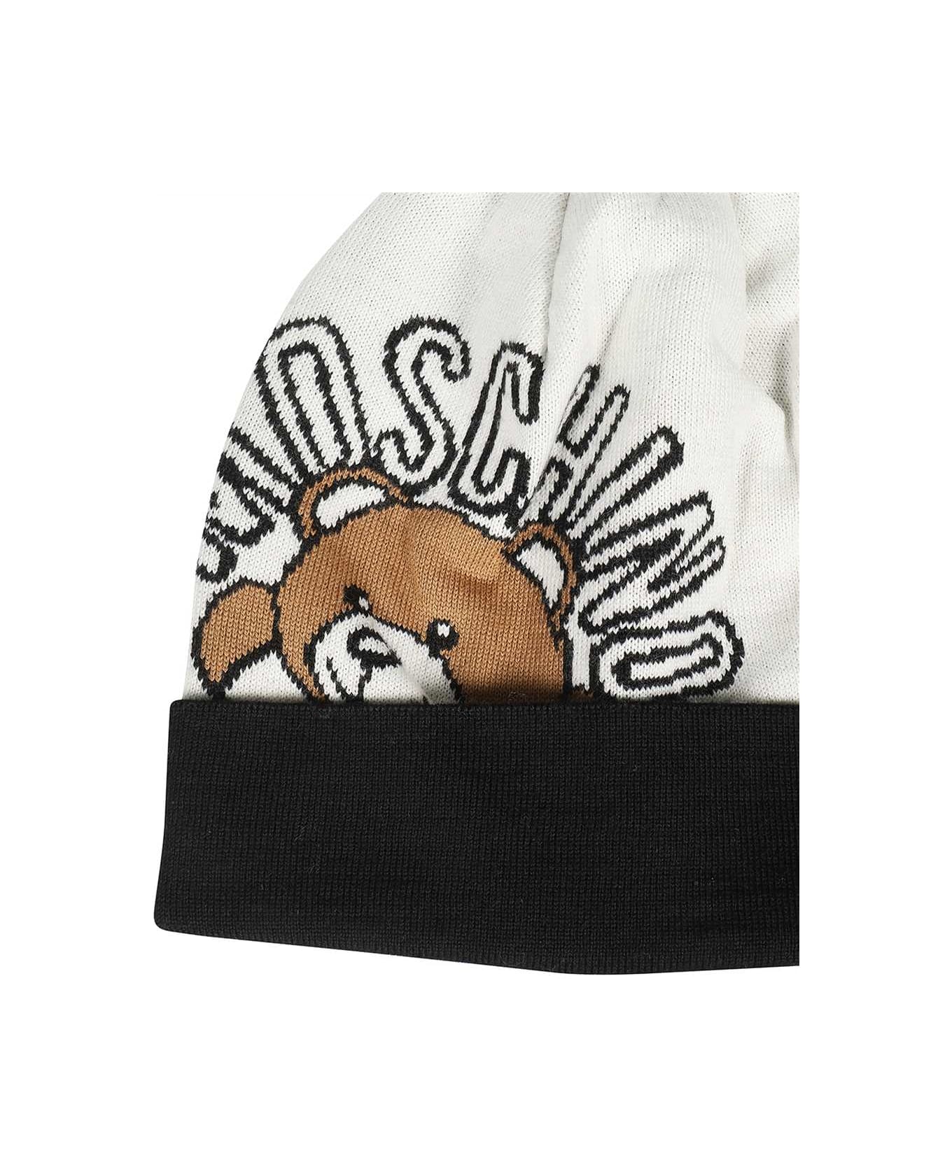 Moschino Logo Wool Beanie - White