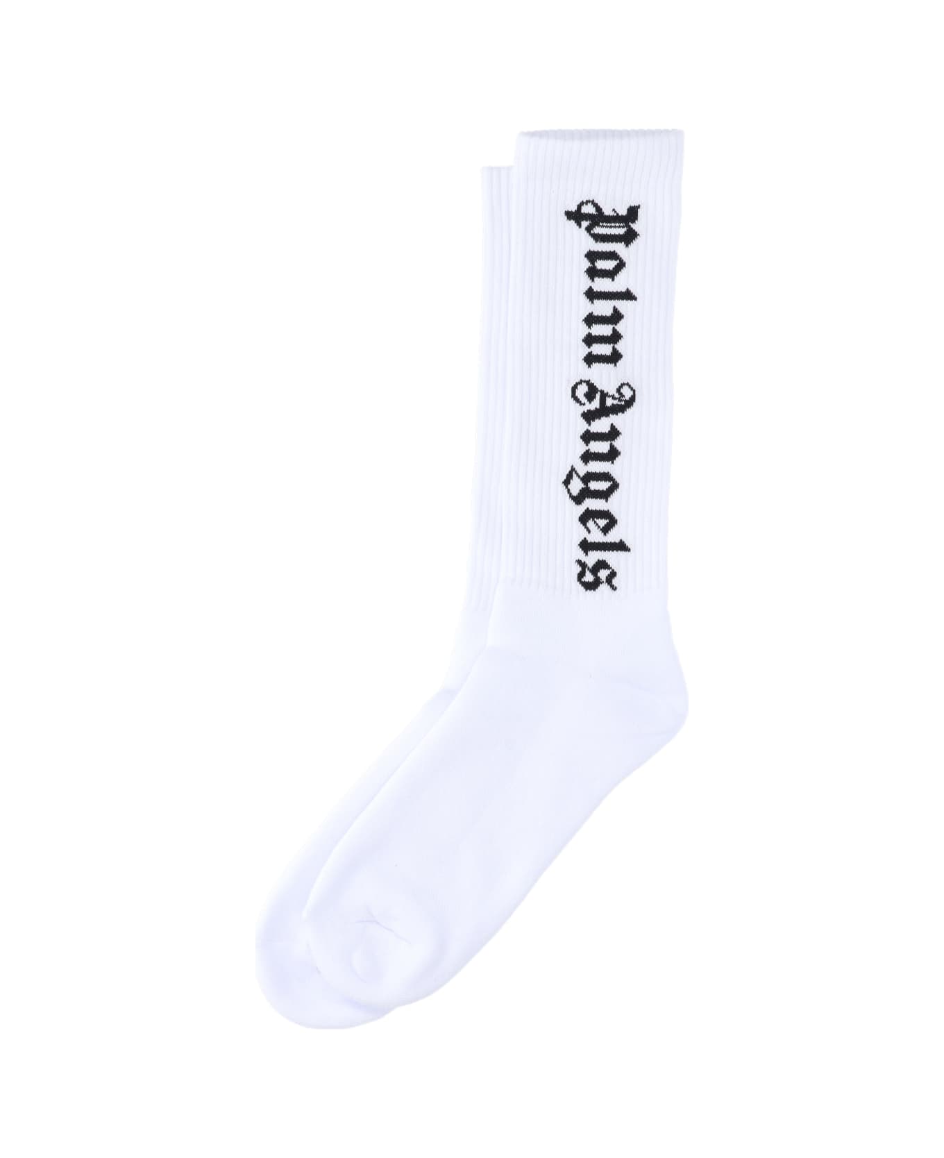 Palm Angels White Sock With Logo - White 靴下