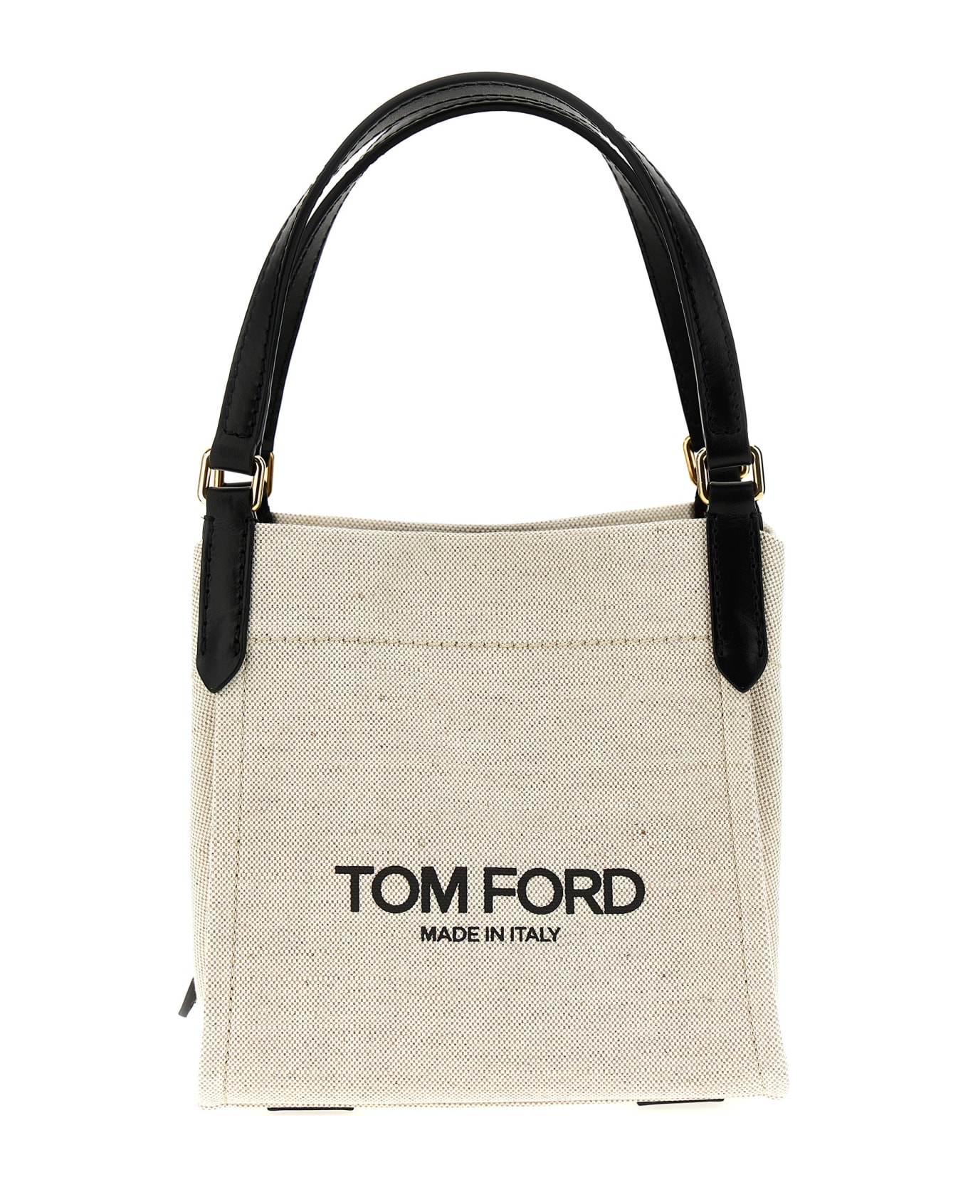 Tom Ford Logo Canvas Handbag - NEUTRALS/BLACK