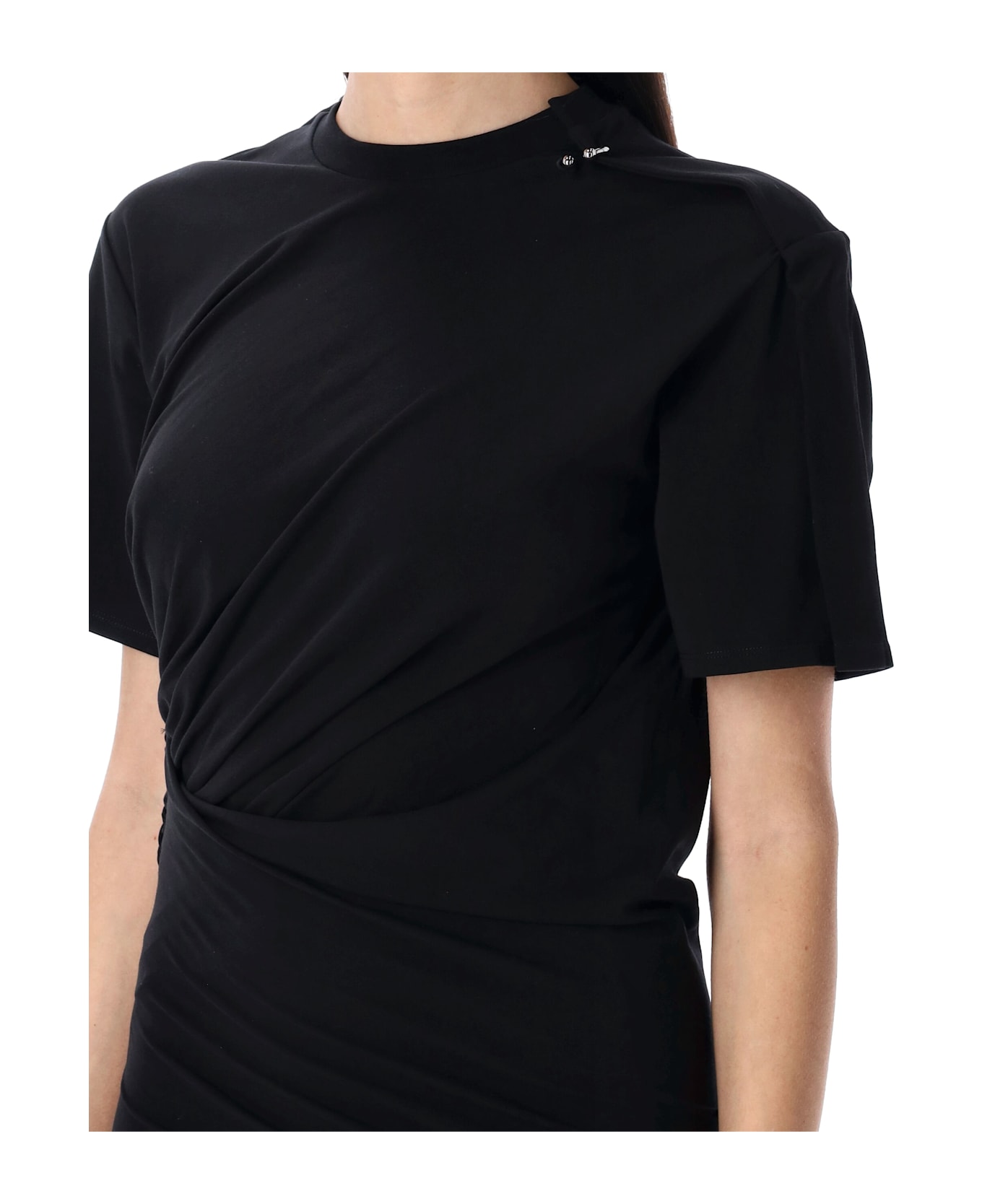 Mugler Draped Pierced Day Dress - BLACK