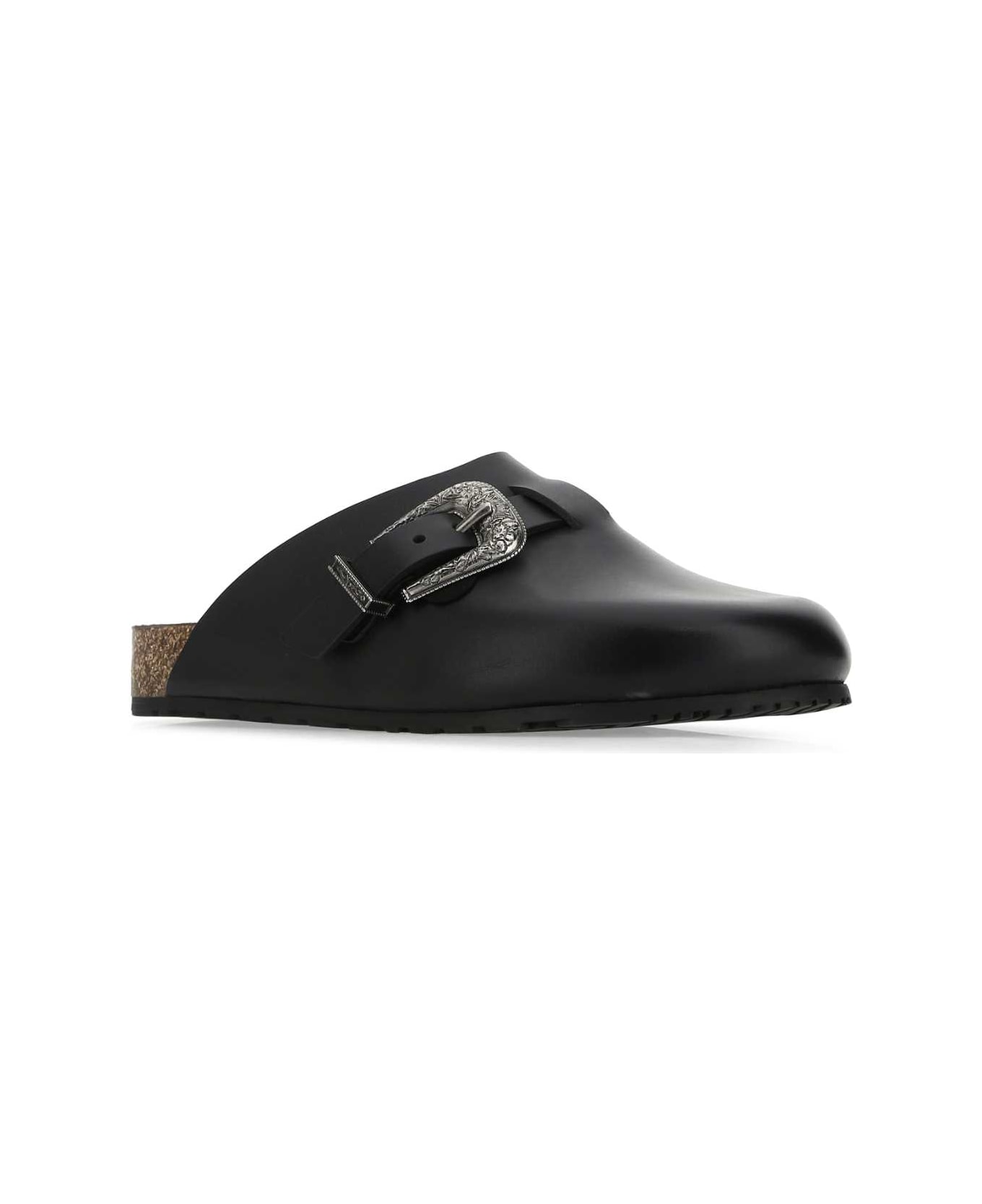 Saint Laurent Black Leather Slippers - 1000