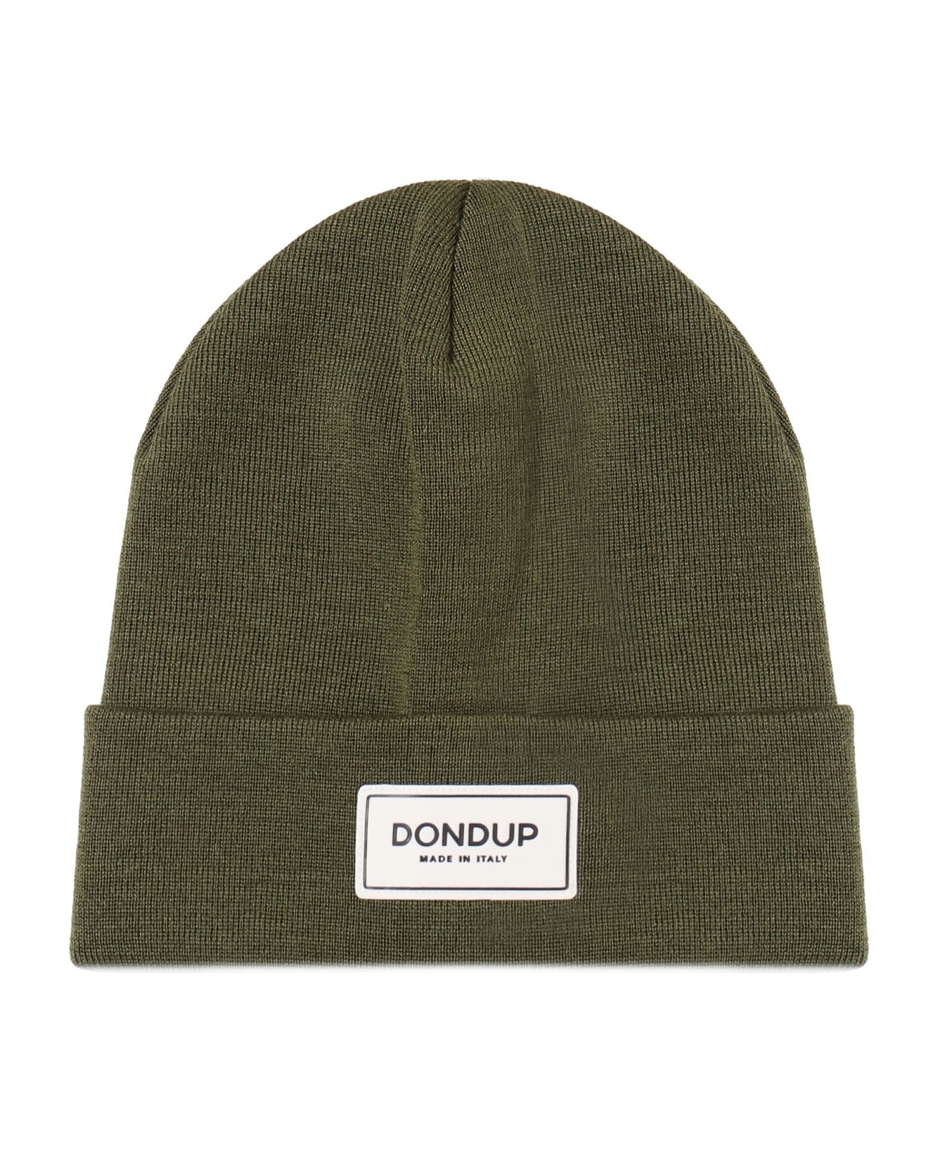 Dondup Beanie Hat With Applied Logo - ARMY