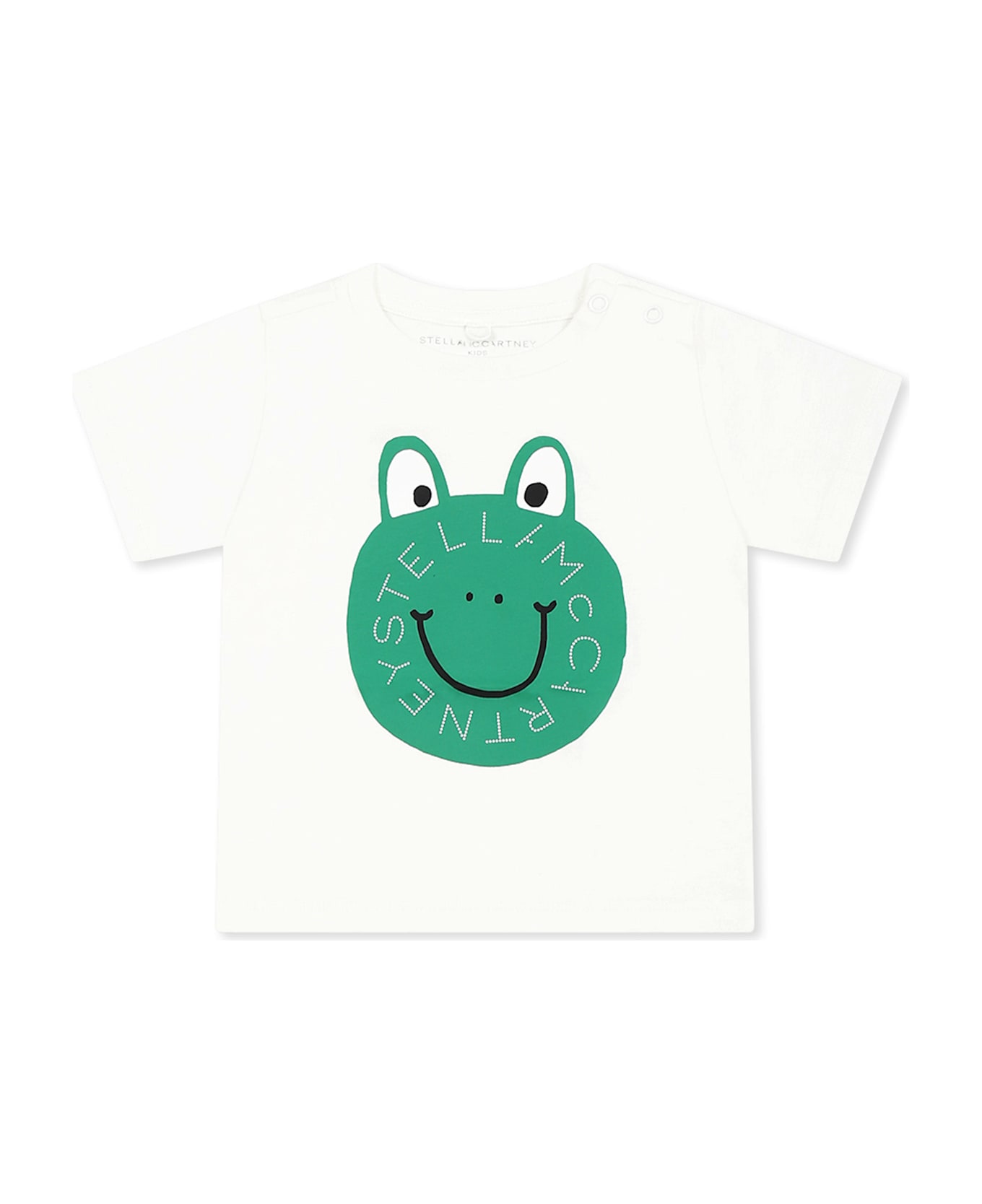 Stella McCartney Kids White T-shirt For Baby Boy With Green Frog - White