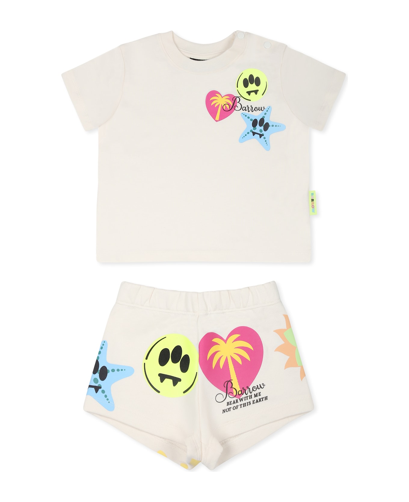Barrow Multicolor Suit For Baby Girl With Smiley - Ivory
