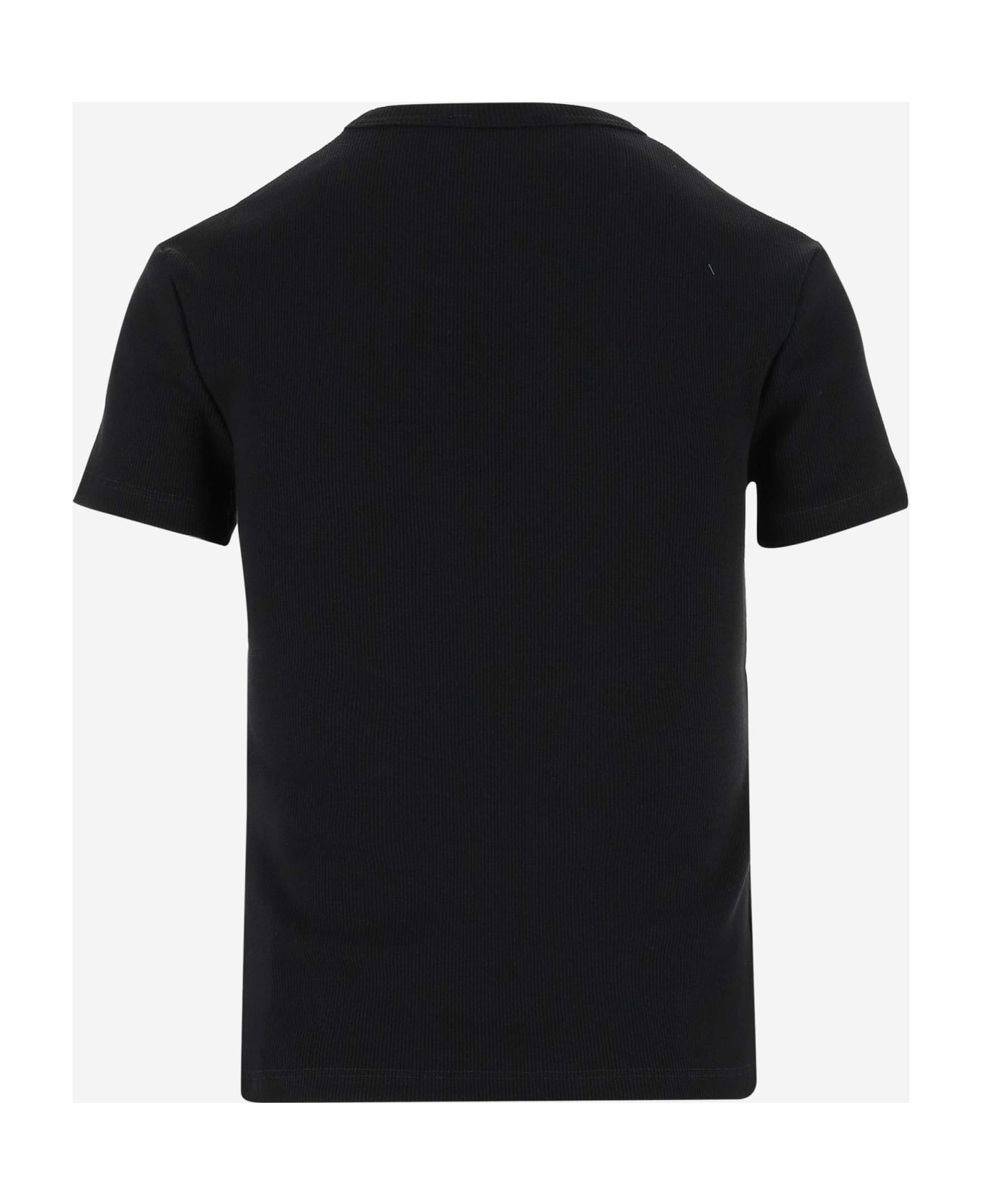 Off-White Stretch Cotton T-shirt With Logo - Black Whit
